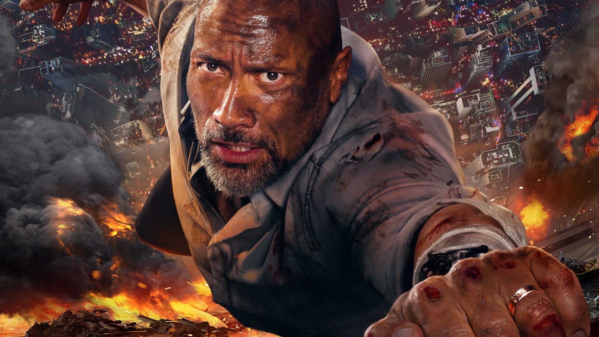 Dwayne Johnson in Skyscraper HD Wallpaper