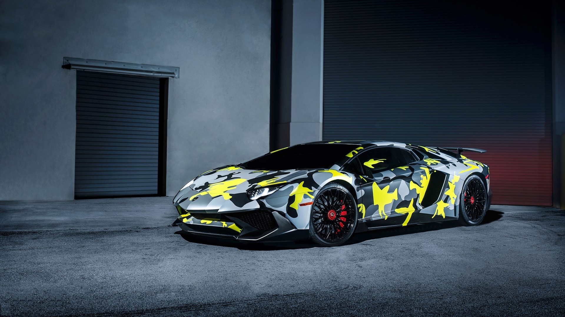 Lamborghini Aventador SV with camouflage wrap HD Wallpaper