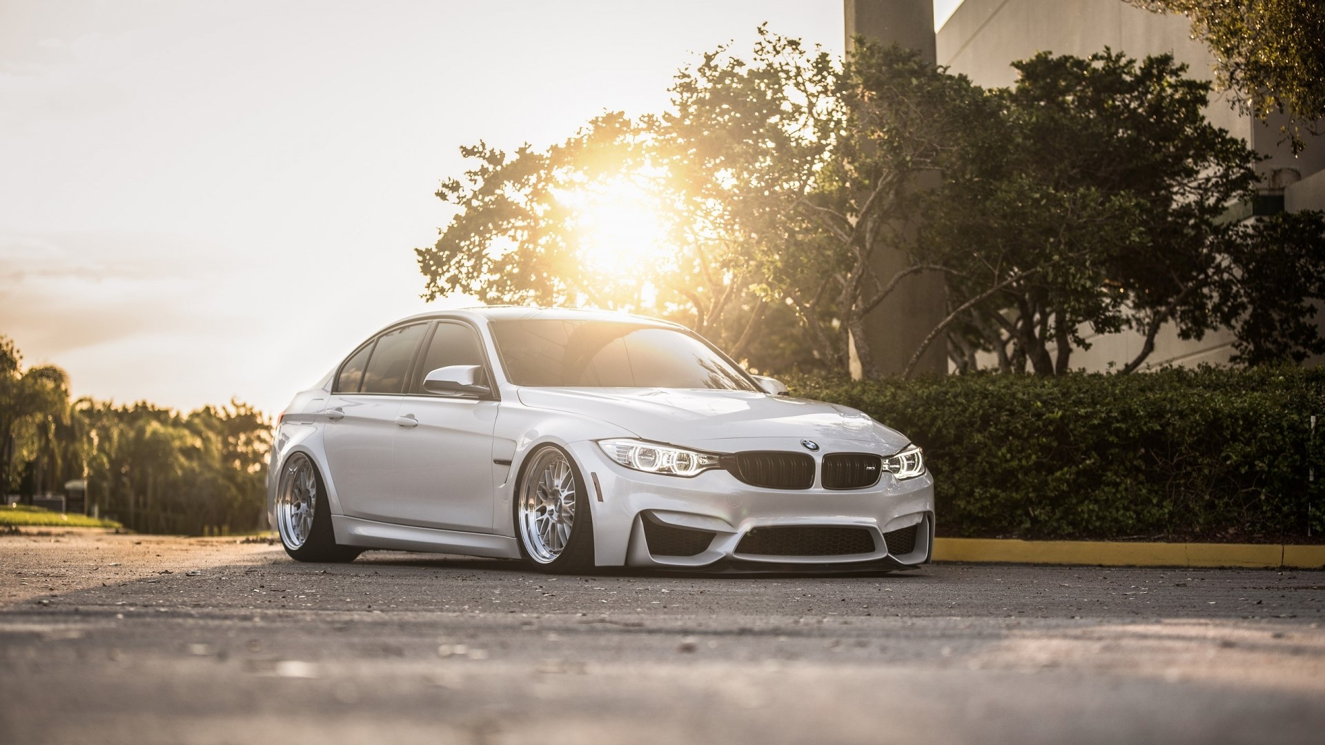 White BMW M3 Sedan on Road HD Wallpaper