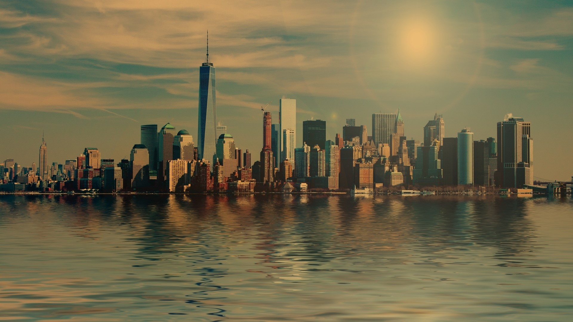 New York City Skyline Reflection HD Wallpaper