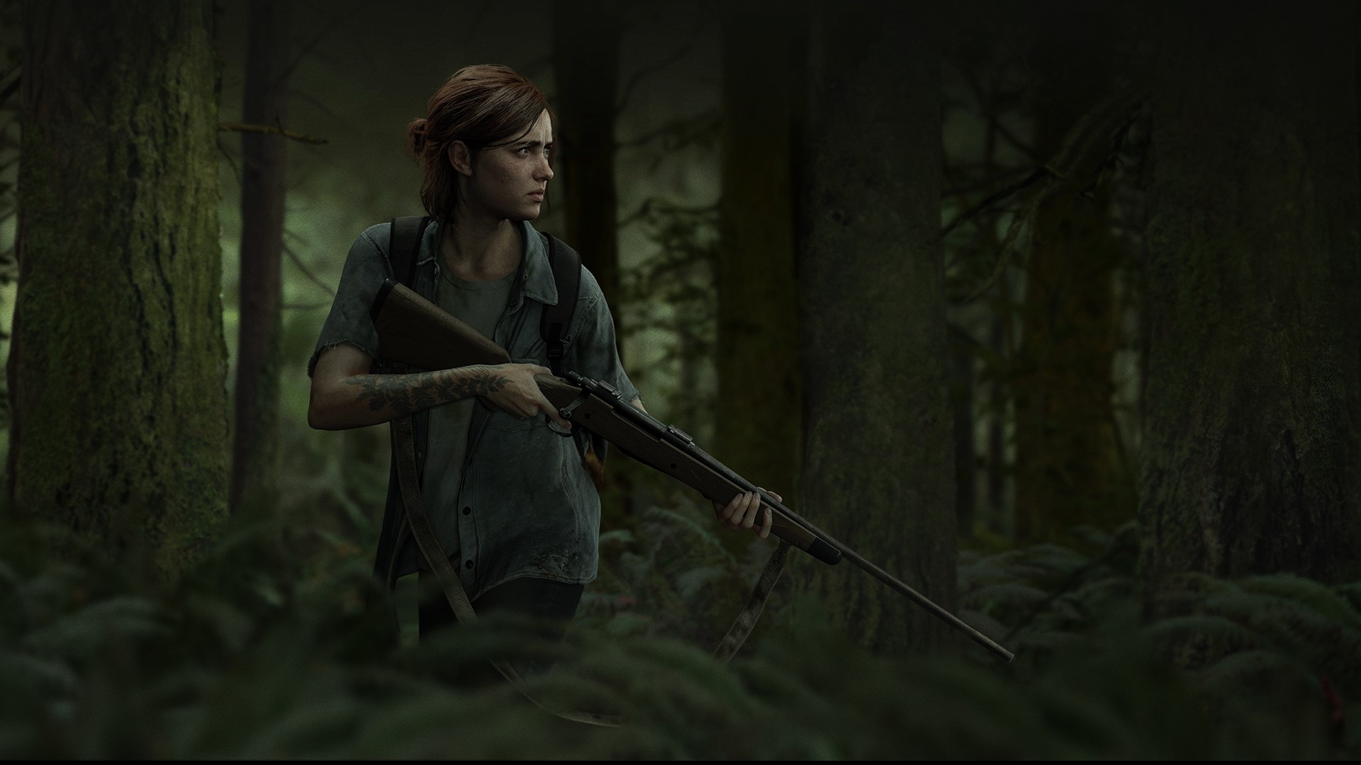 Ellie from The Last of Us Part II in forest HD Wallpaper