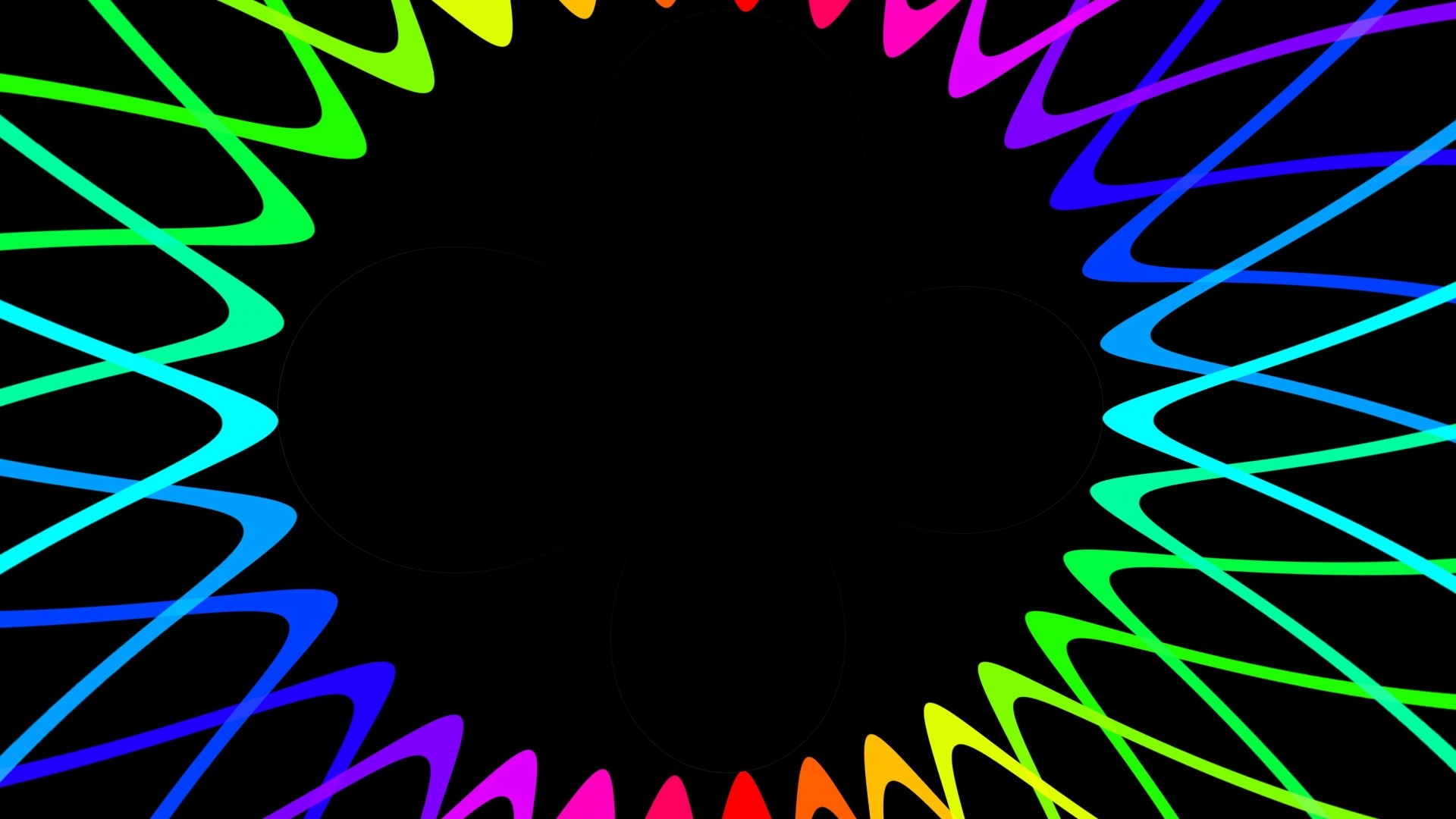 Rainbow spiral on black background HD Wallpaper