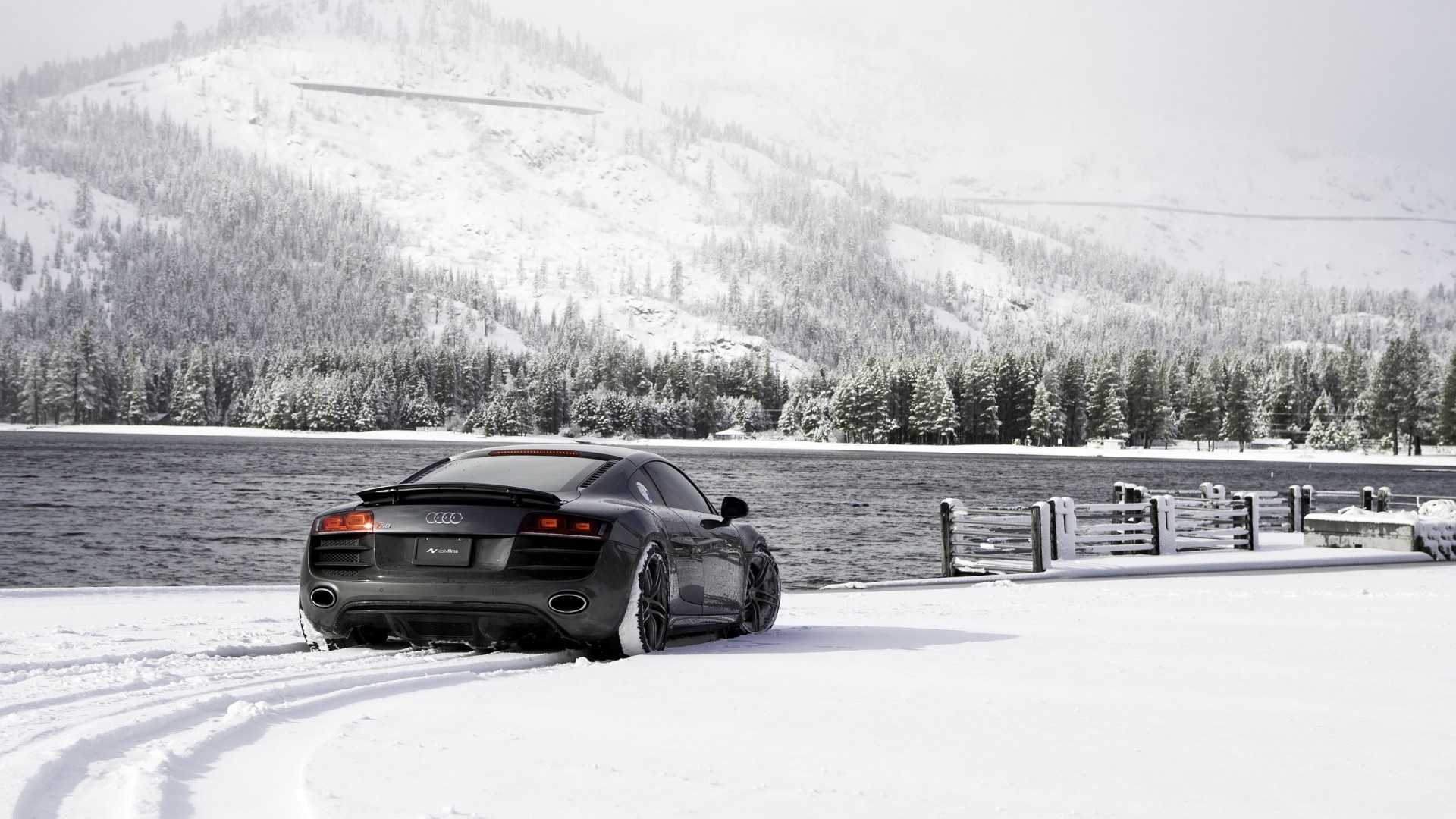 Audi R8 in a Snowy Landscape HD Wallpaper