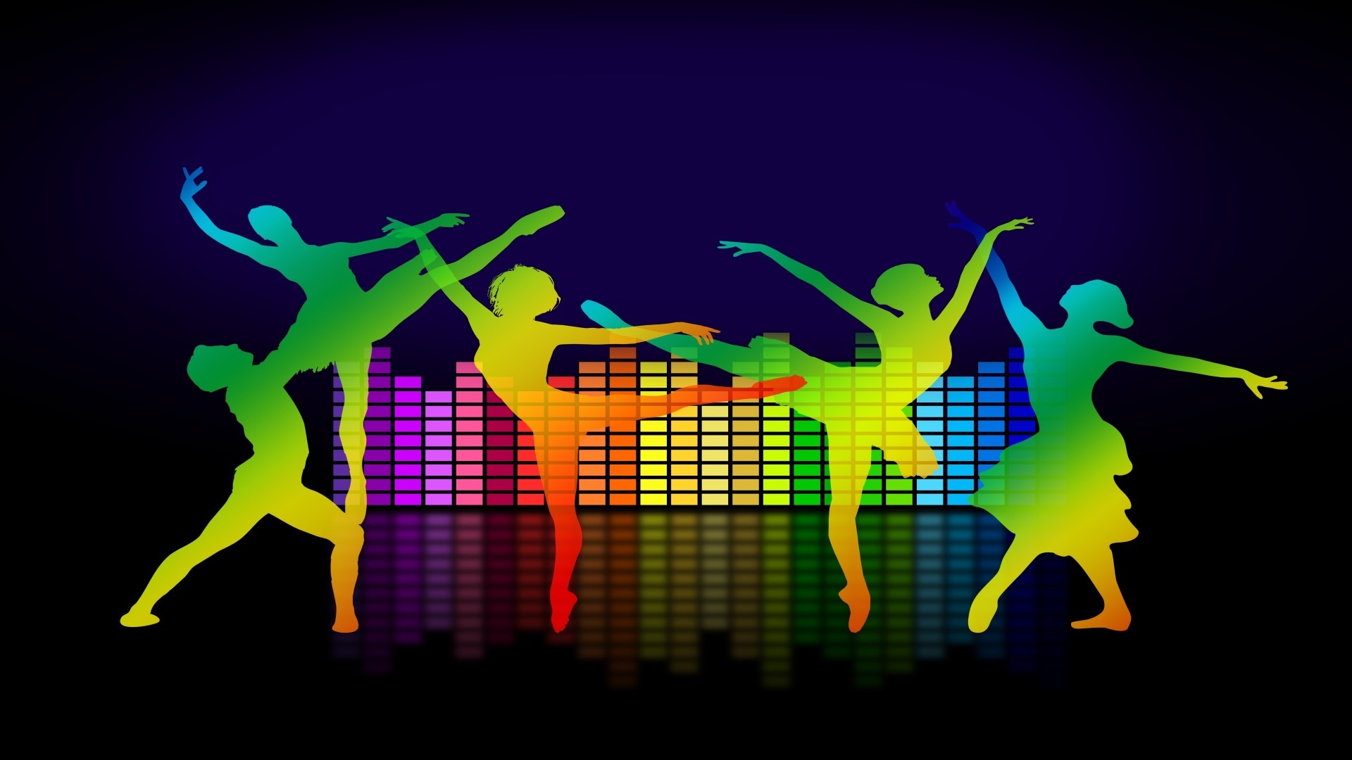 Ballet dancers silhouetted against equalizer HD Wallpaper