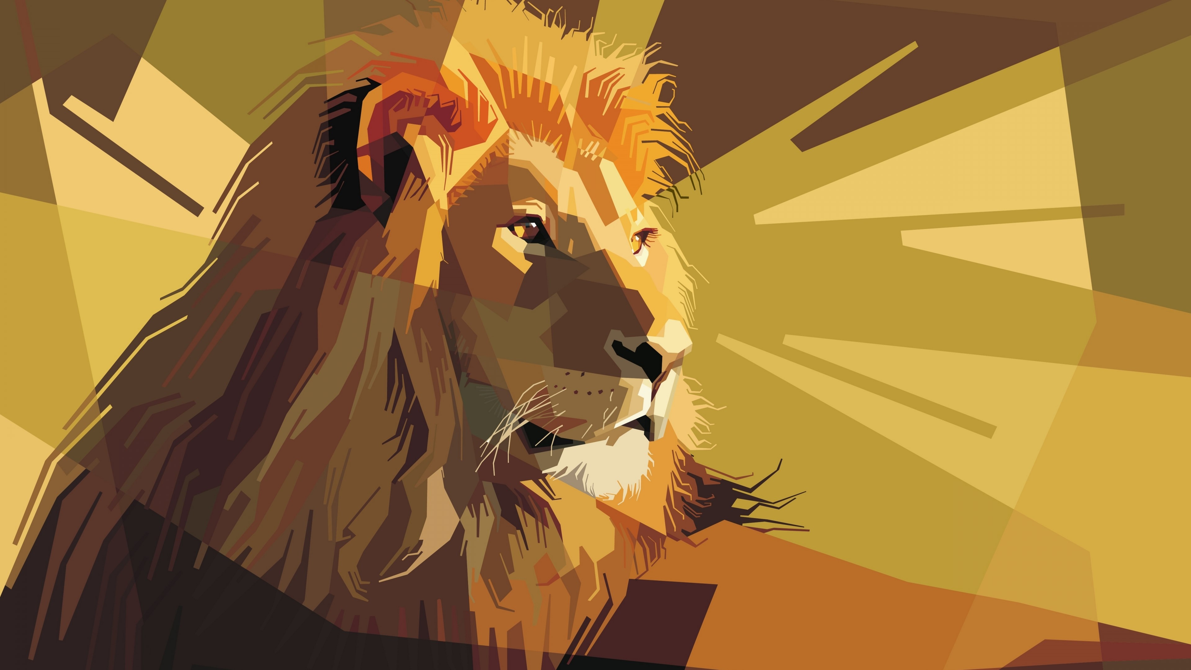 4K abstract geometric lion portrait HD Wallpaper