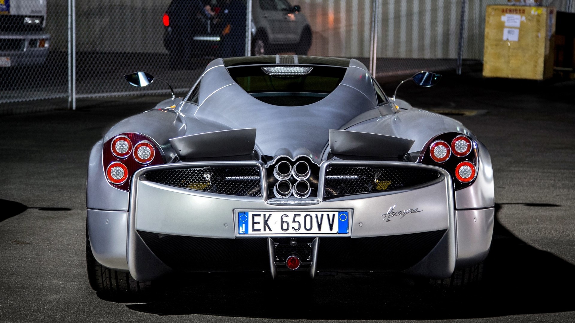 Pagani Huayra rear view with quad exhaust HD Wallpaper