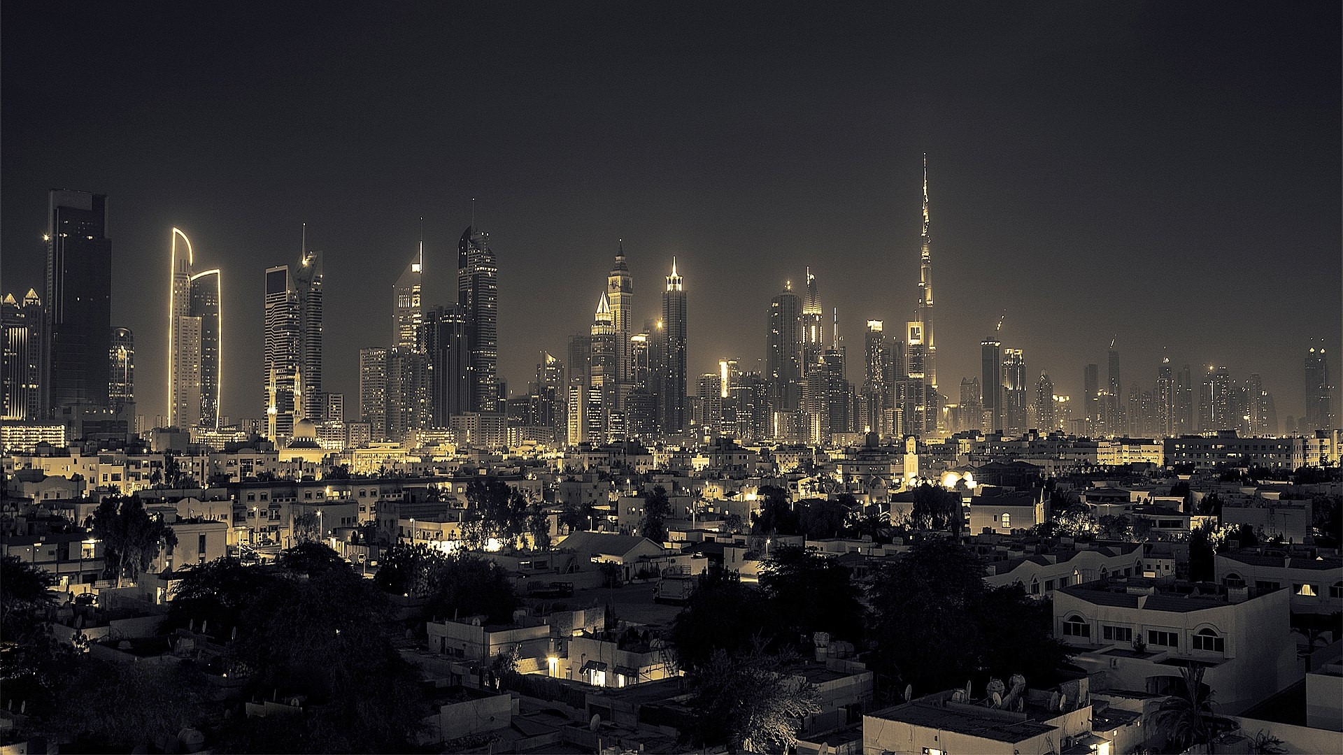 Dubai Skyline at Night HD Wallpaper