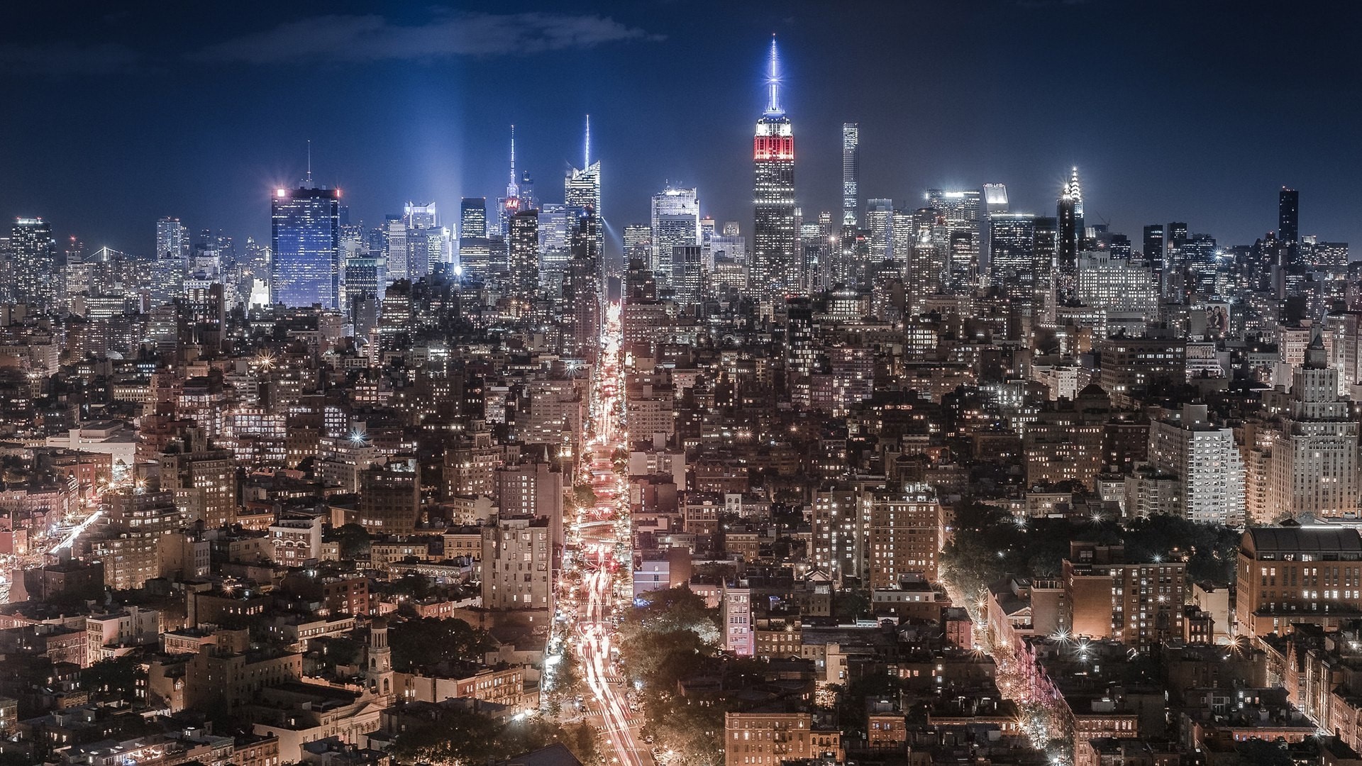 New York City Skyline at Night HD Wallpaper