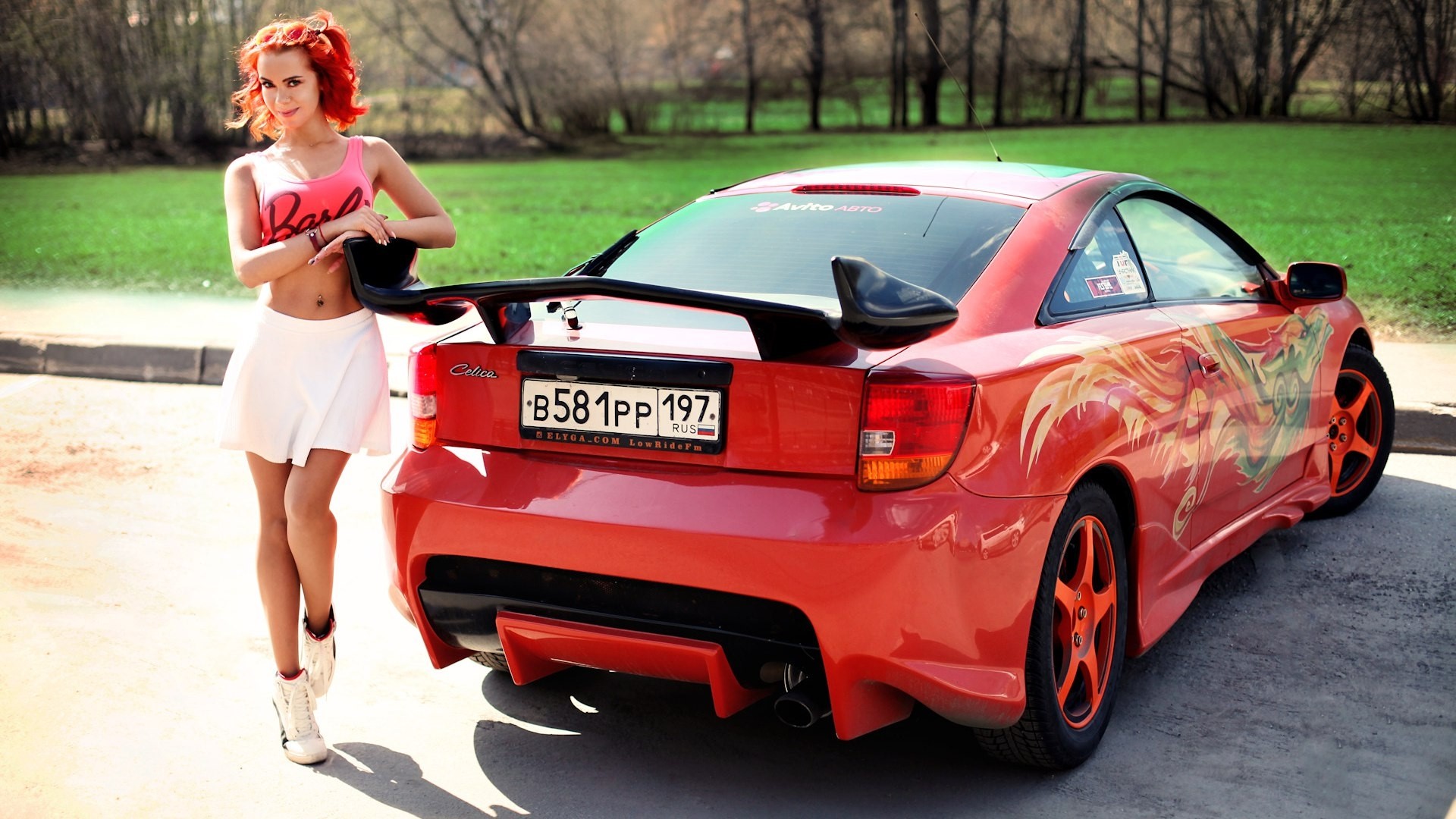 Woman with Toyota Celica HD Wallpaper