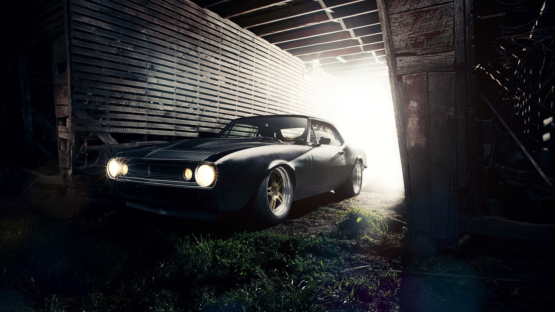 1967 Chevrolet Camaro in a barn HD Wallpaper