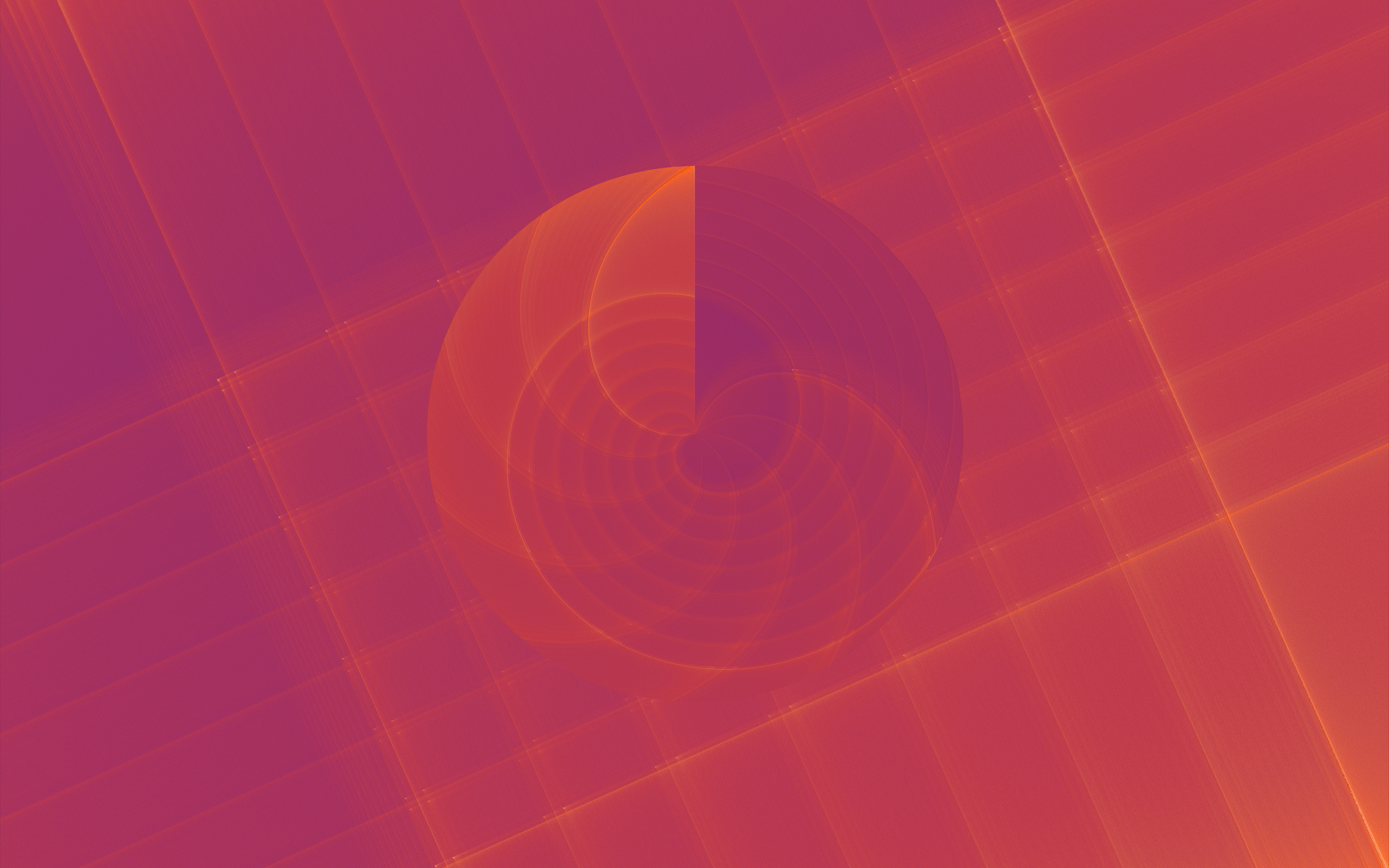 Orange and Pink Fractal Lines Circle Design 4K HD Wallpaper