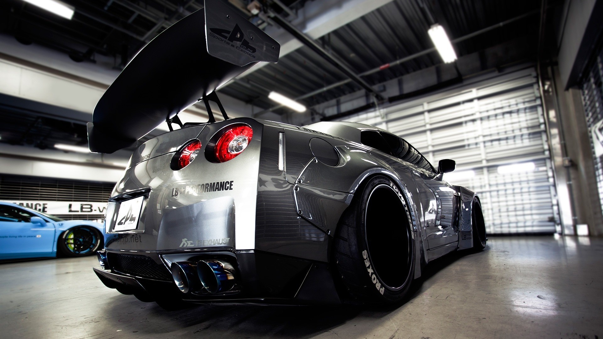 LB Performance Nissan GTR in garage HD Wallpaper