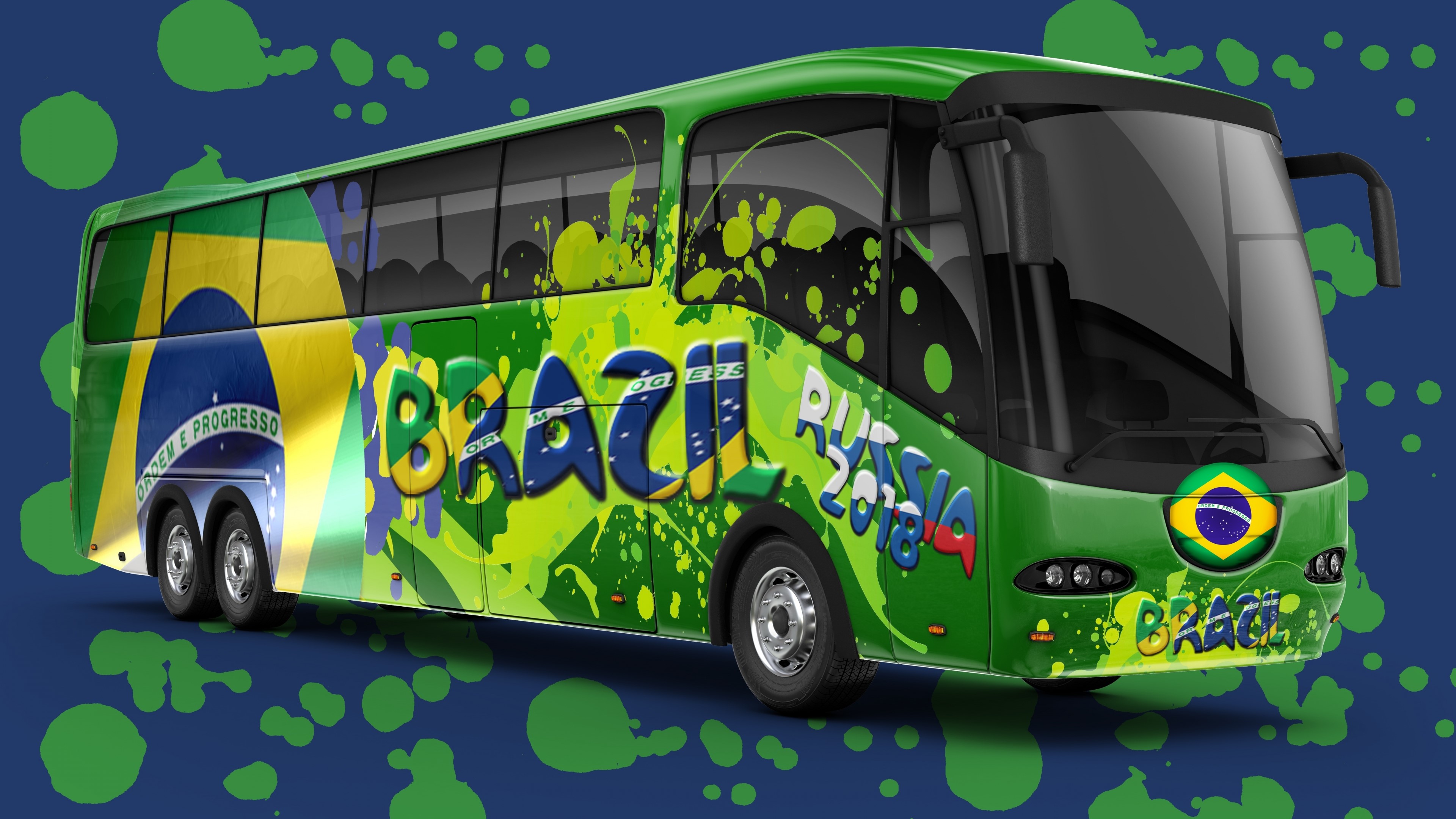 Brazil Bus for Russia 2018 FIFA World Cup HD Wallpaper