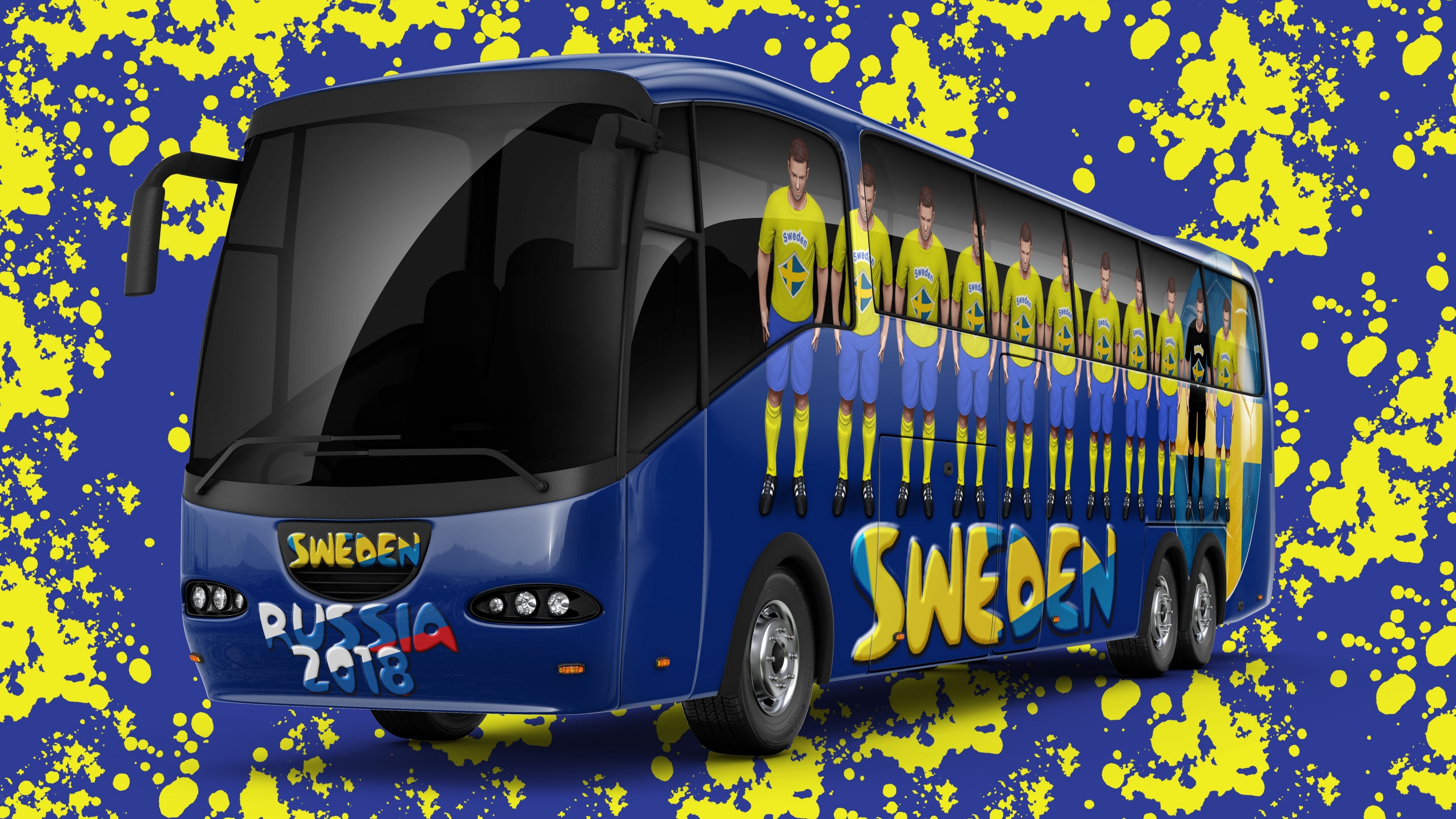 Sweden Bus for Russia 2018 FIFA World Cup HD Wallpaper