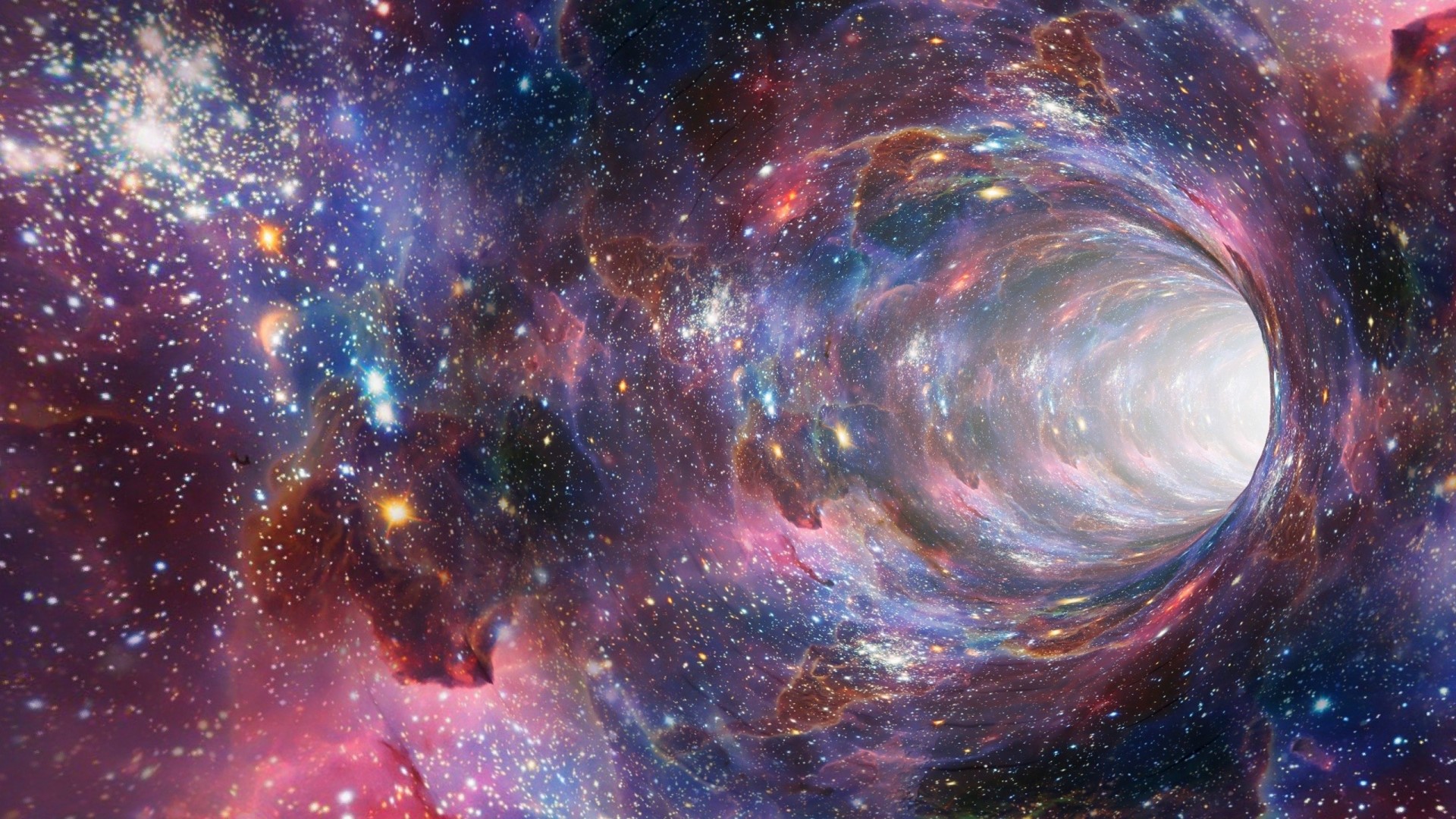 Cosmic wormhole with stars and nebulae HD Wallpaper