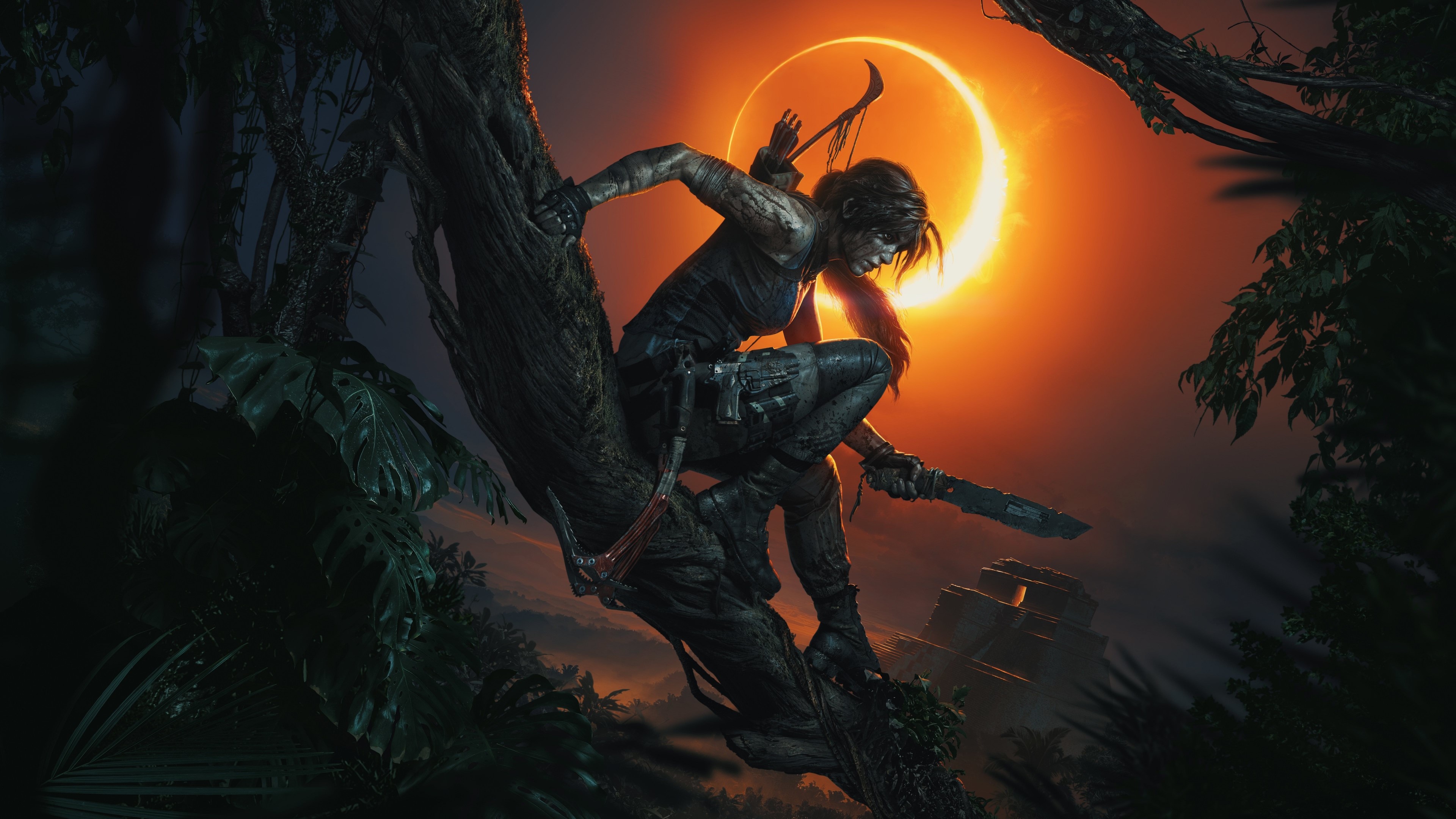 Lara Croft from Shadow of the Tomb Raider during eclipse HD Wallpaper