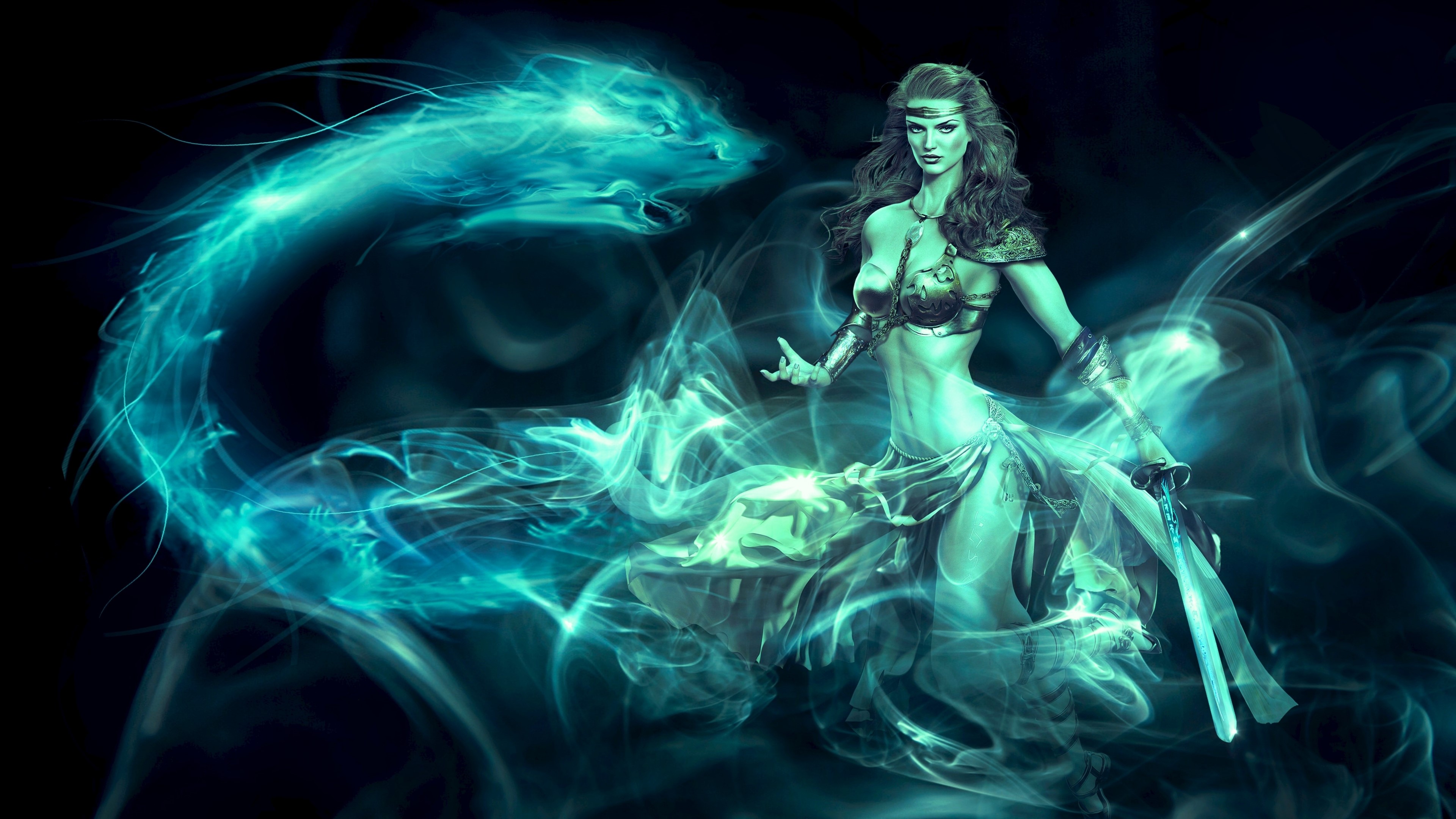 4K Girl with a Dragon Spirit HD Wallpaper
