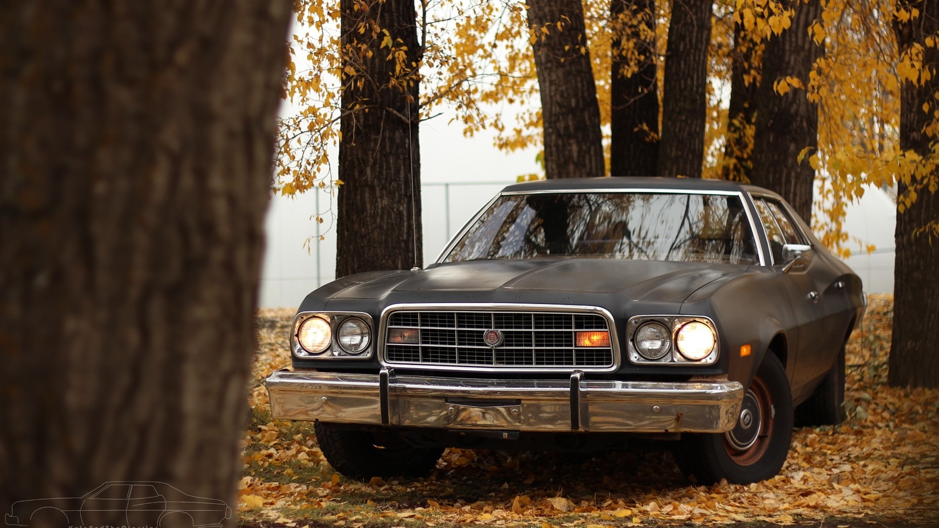 Vintage Dodge car in autumn setting HD Wallpaper