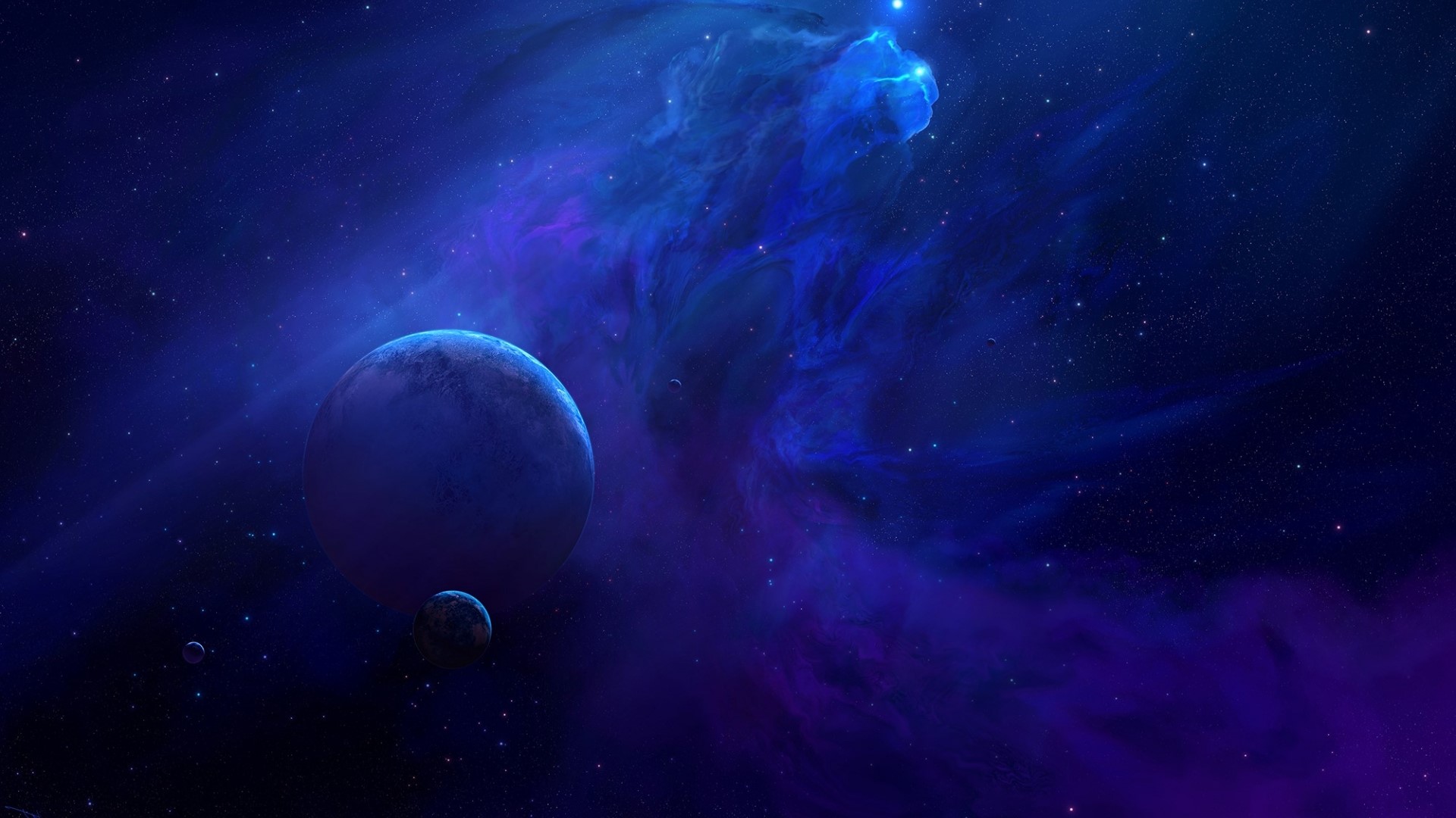 Planets and Nebula in Deep Space HD Wallpaper