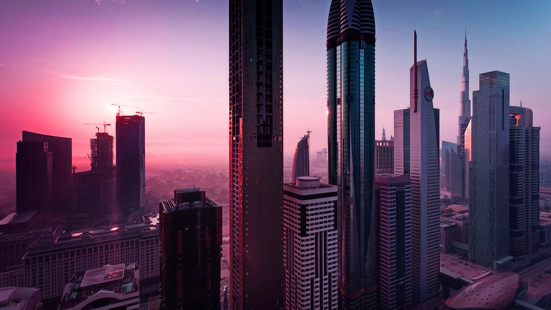 Dubai Cityscape at Sunset HD Wallpaper