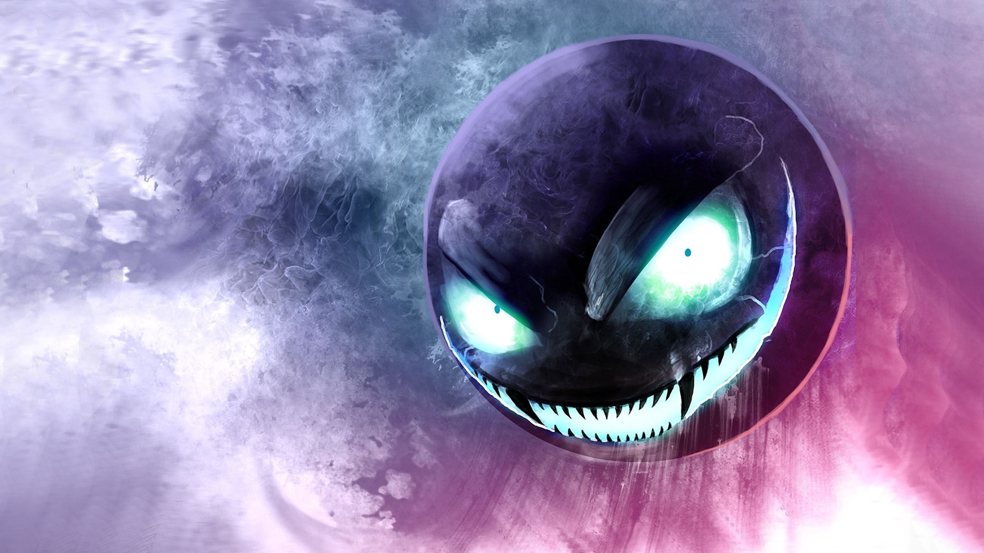 Evil creature with glowing eyes and sharp teeth HD Wallpaper