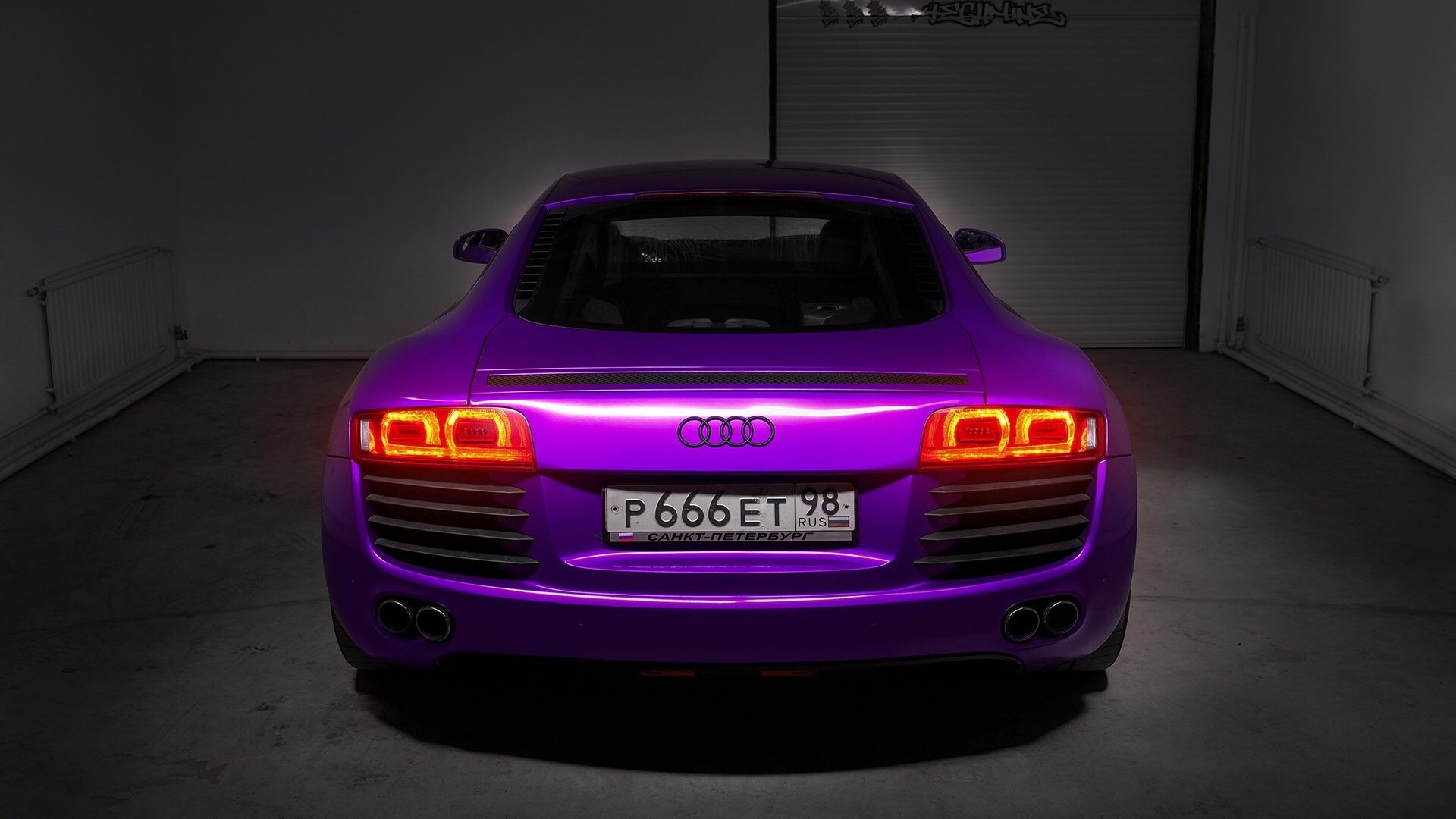 Purple Audi R8 with custom license plate HD Wallpaper