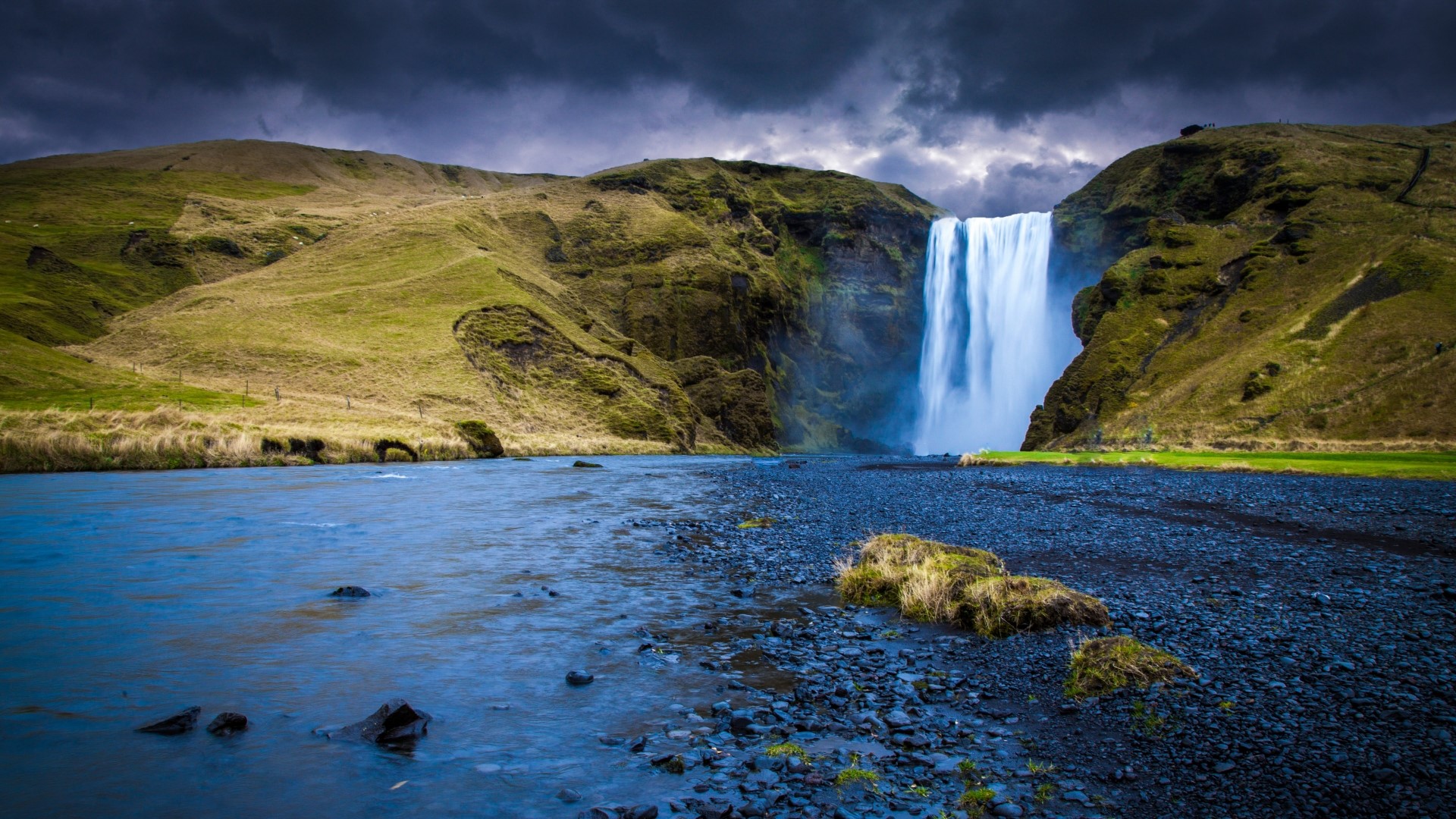Skogafoss Waterfall in Iceland HD Wallpaper