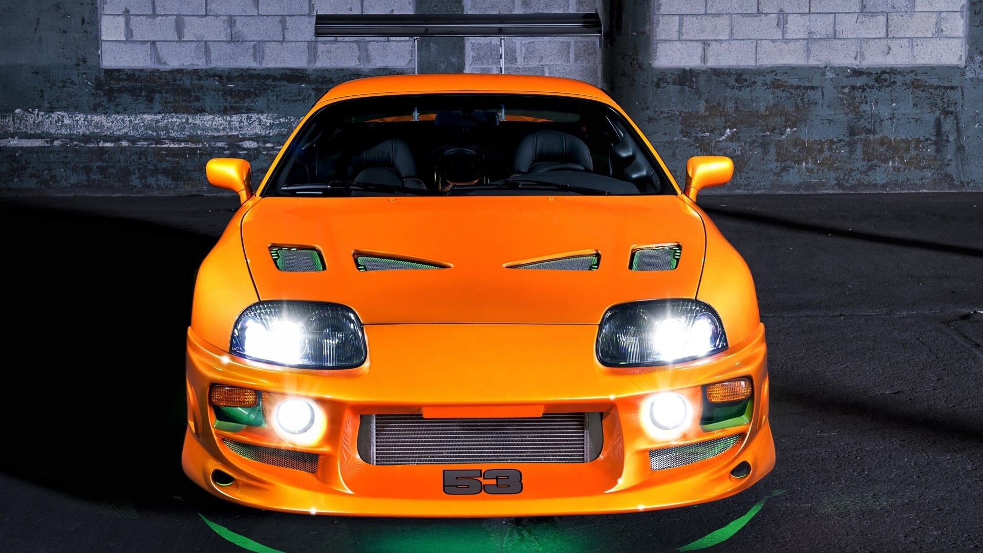 Orange Toyota Supra with "53" decal HD Wallpaper