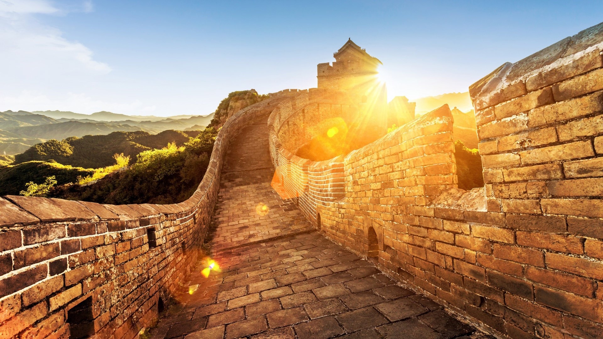 The Great Wall of China at sunrise HD Wallpaper