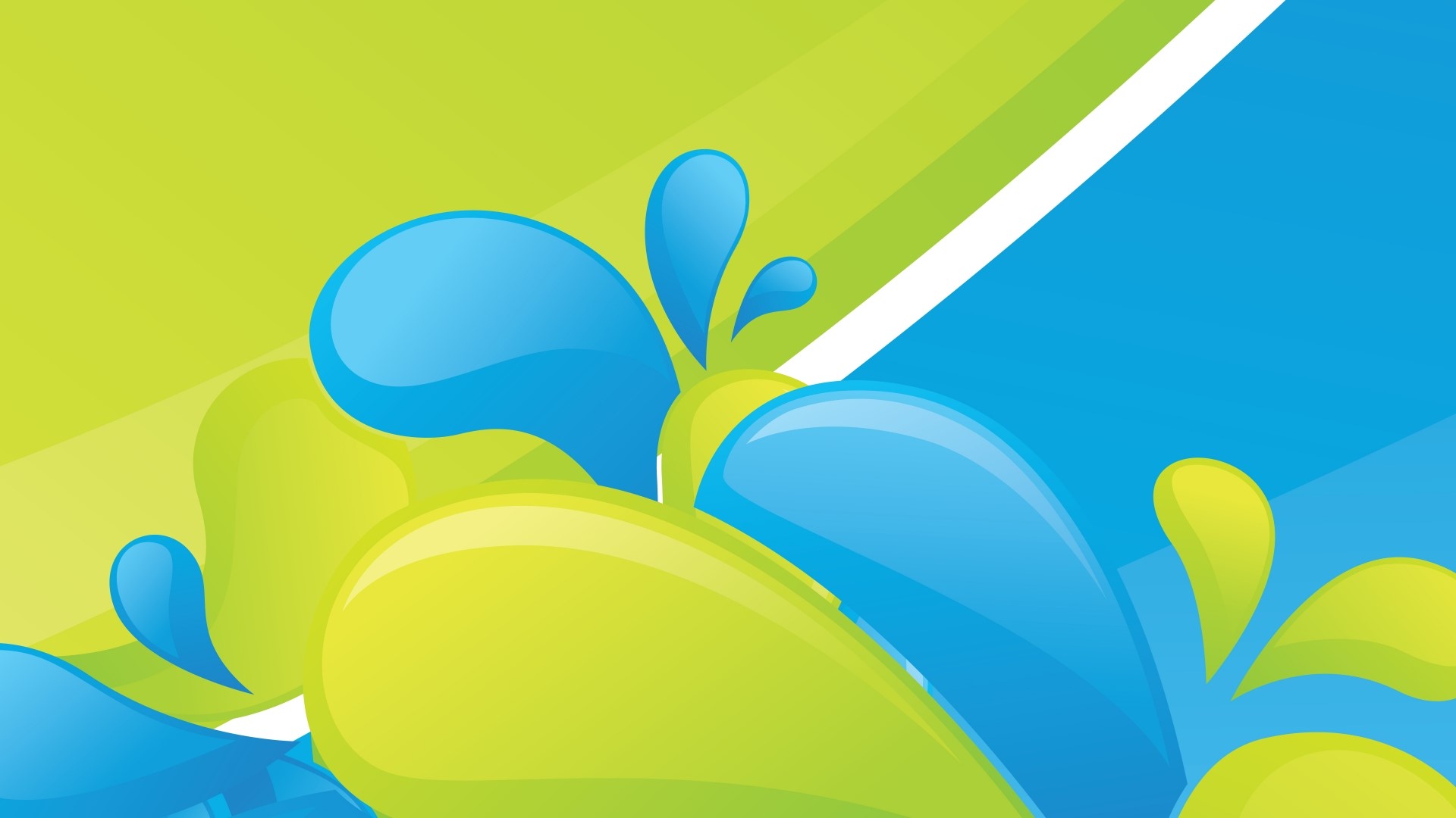 Abstract blue and green wavy shapes HD Wallpaper
