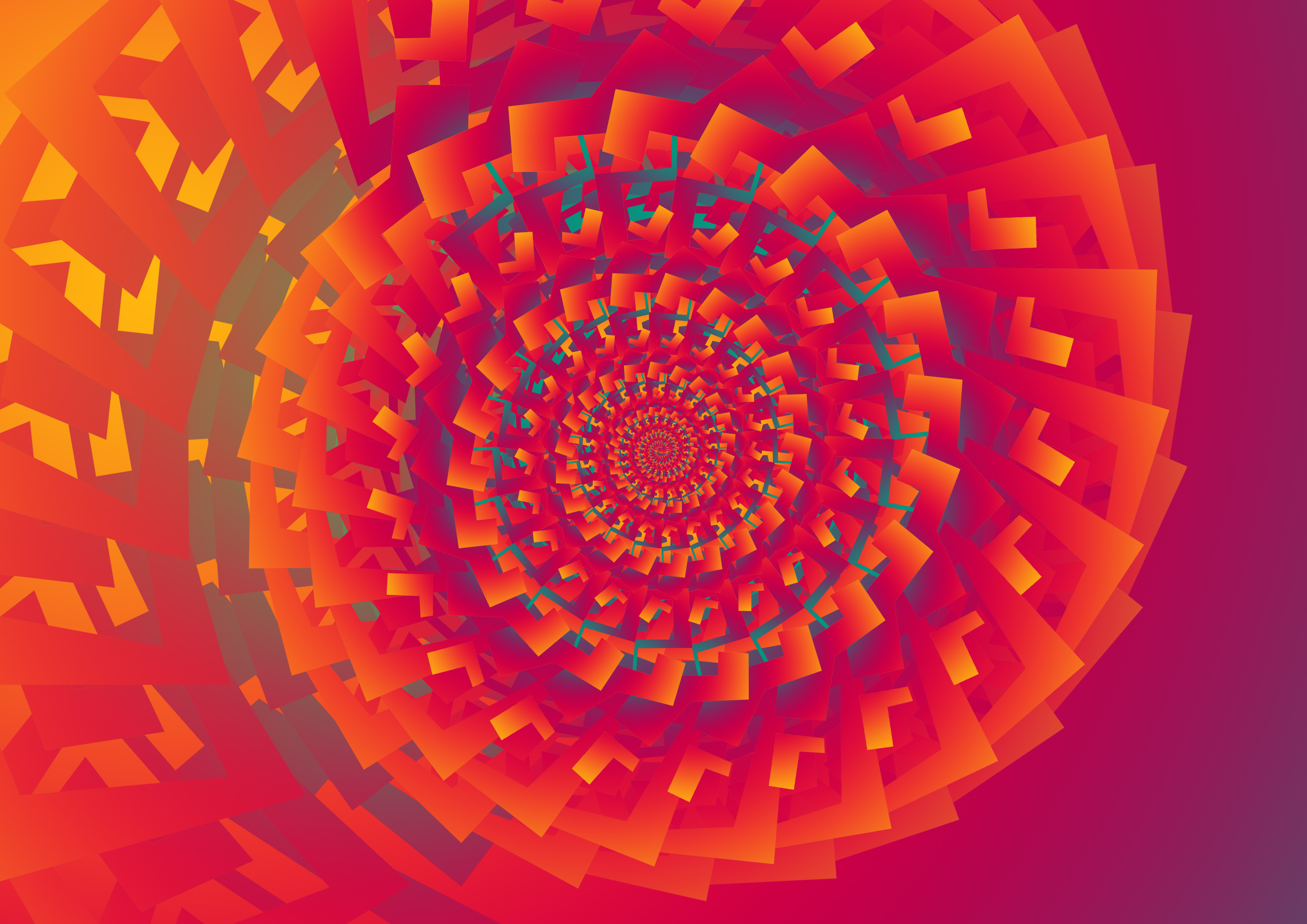 Orange Spiral Fractal Pattern 4K HD Wallpaper