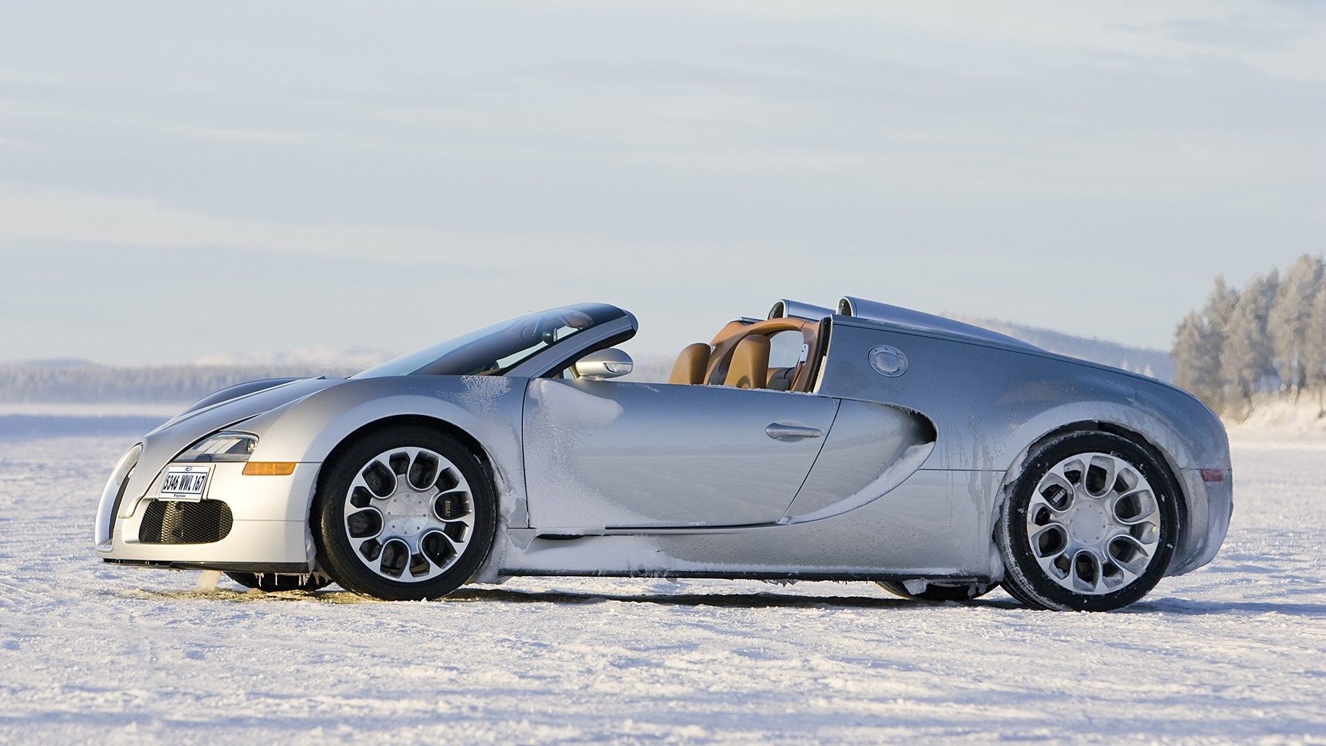 Bugatti Veyron 16.4 Grand Sport in Snow HD Wallpaper