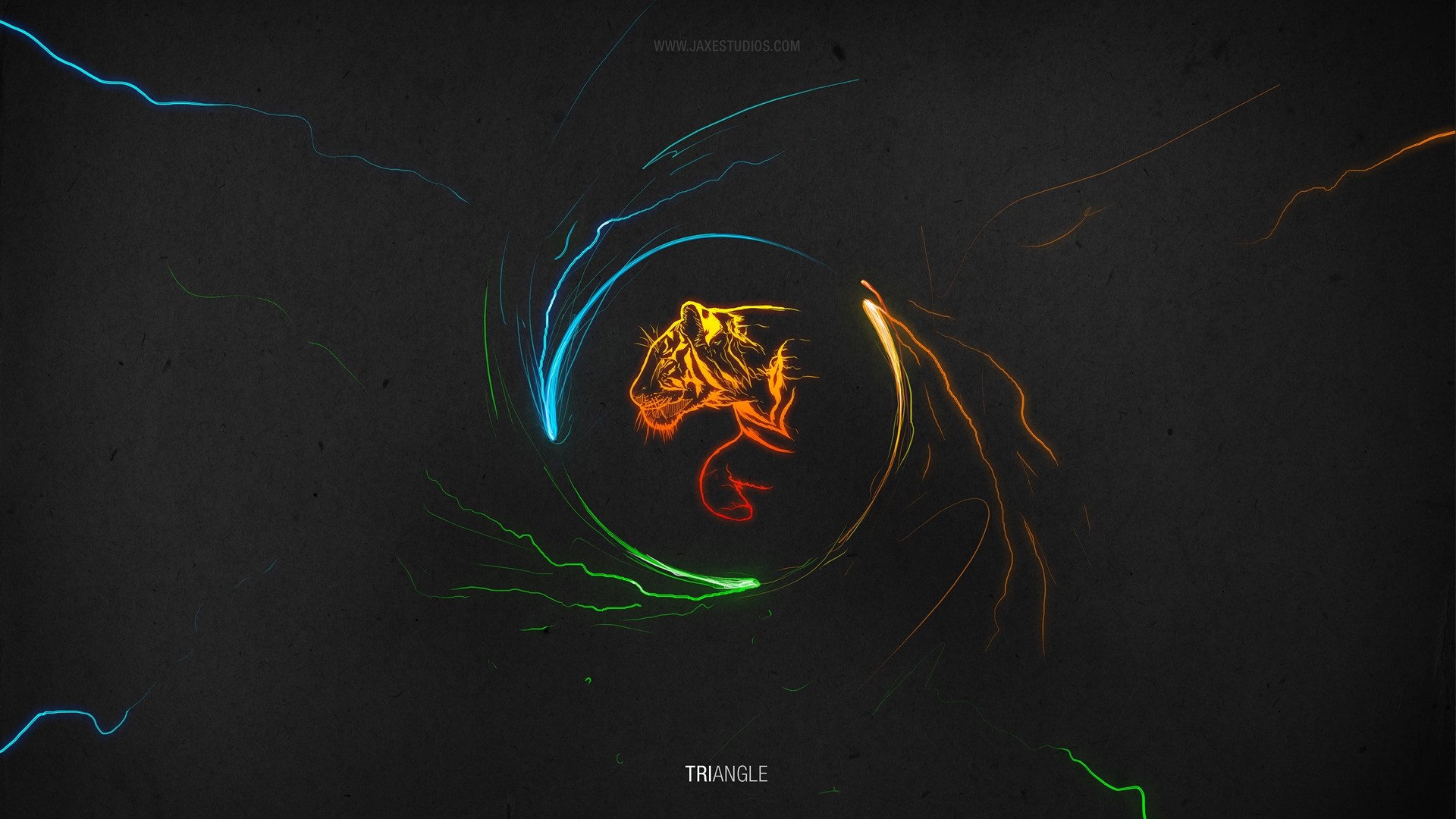 Tiger outline with colorful energy swirls HD Wallpaper