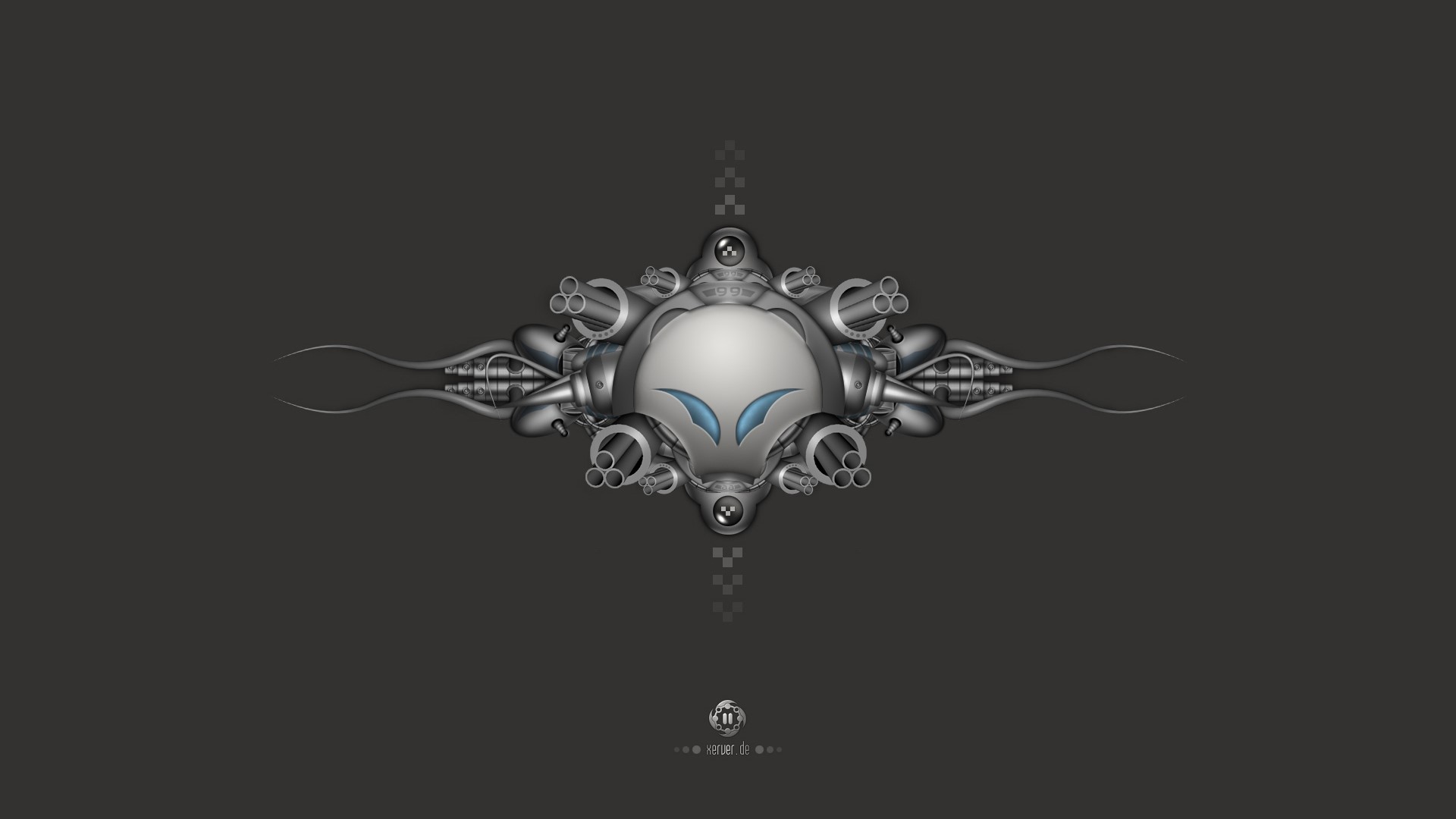 Mechanical Alien Head with Guns HD Wallpaper