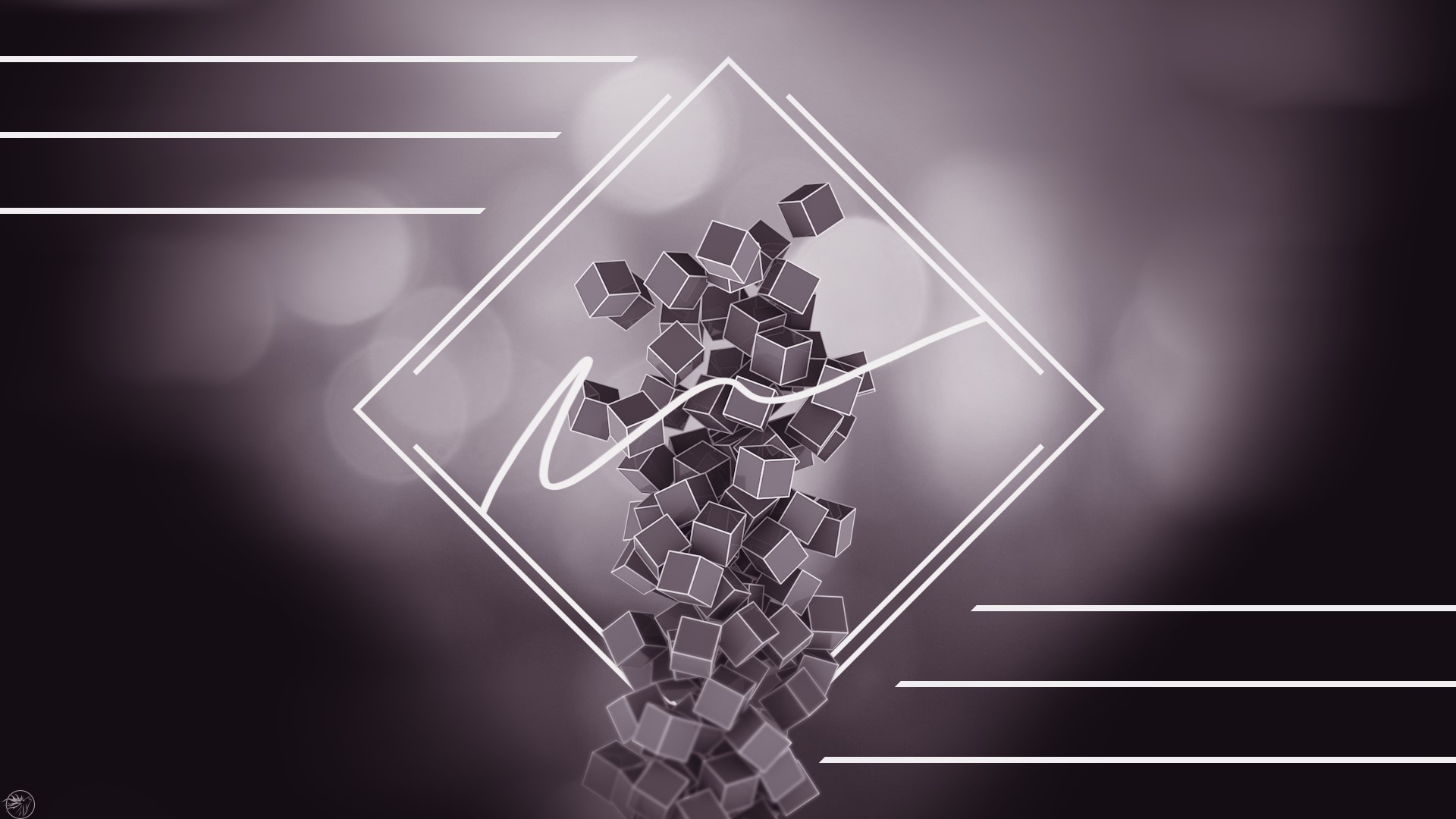Abstract Cubes with Geometric Design HD Wallpaper