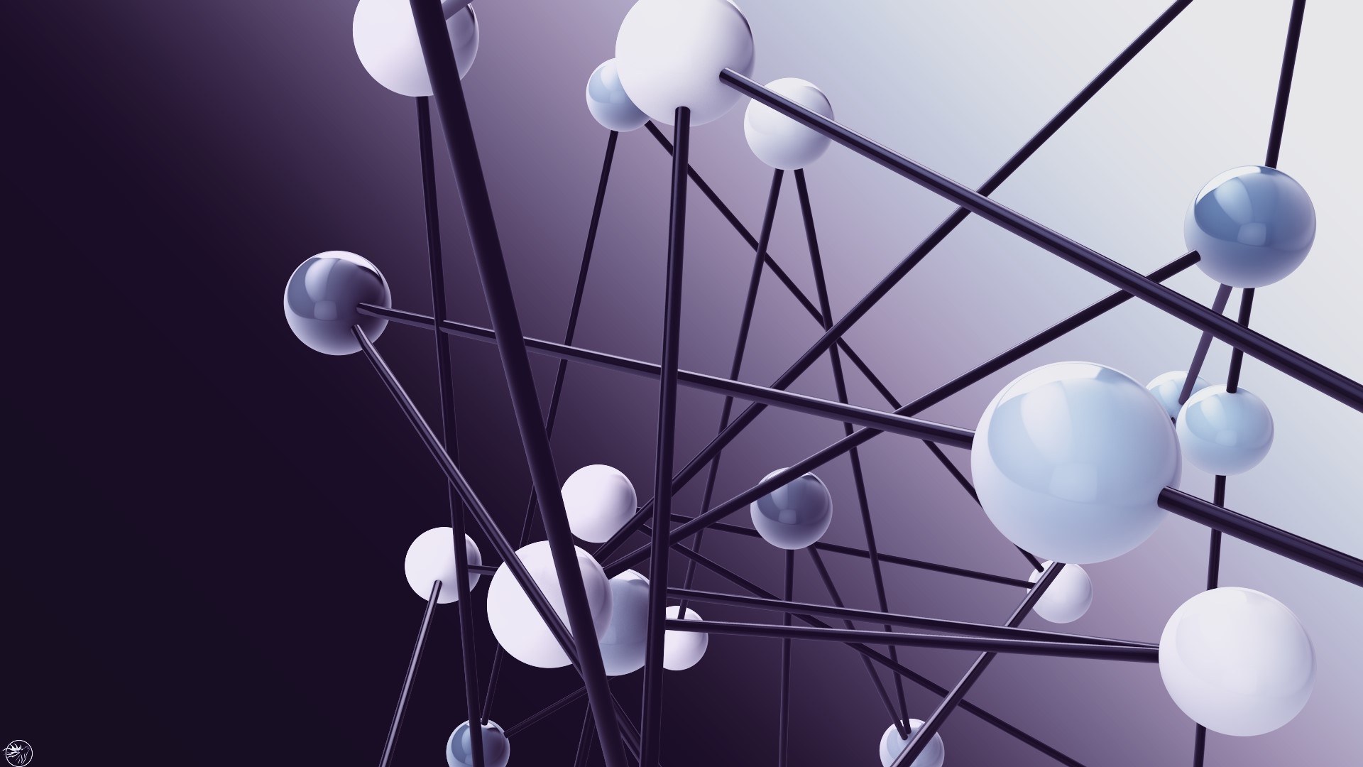 Abstract molecular structure with spheres and rods HD Wallpaper