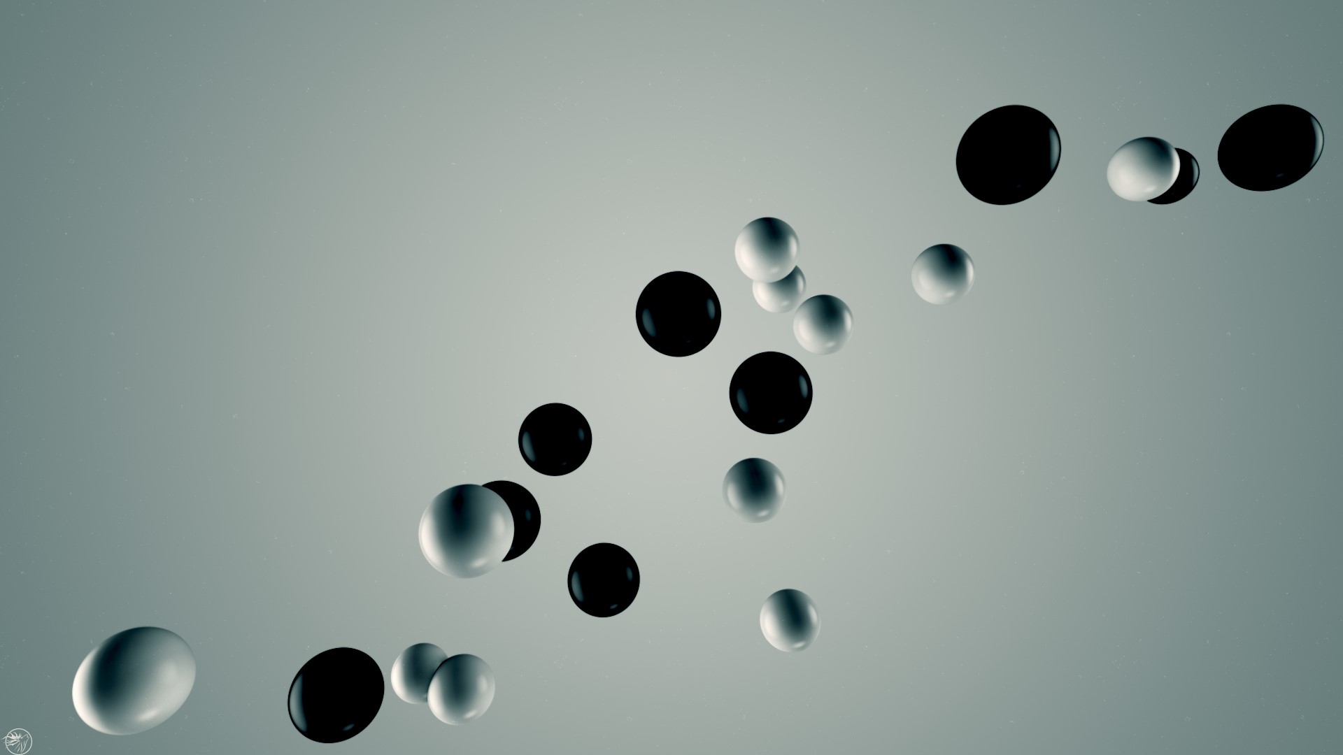 Black and white spheres floating HD Wallpaper