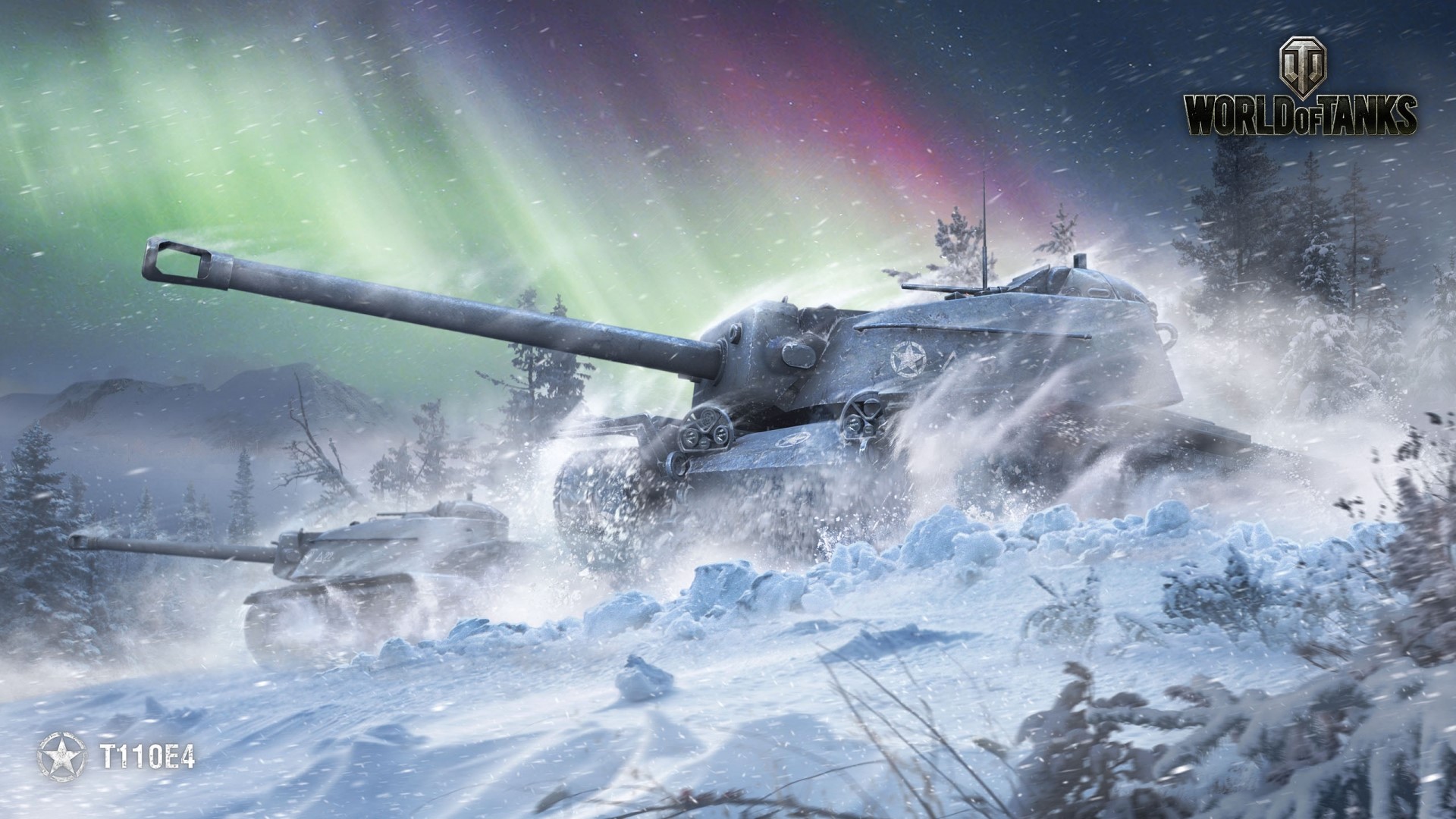 T110E4 tank from World of Tanks in snow HD Wallpaper