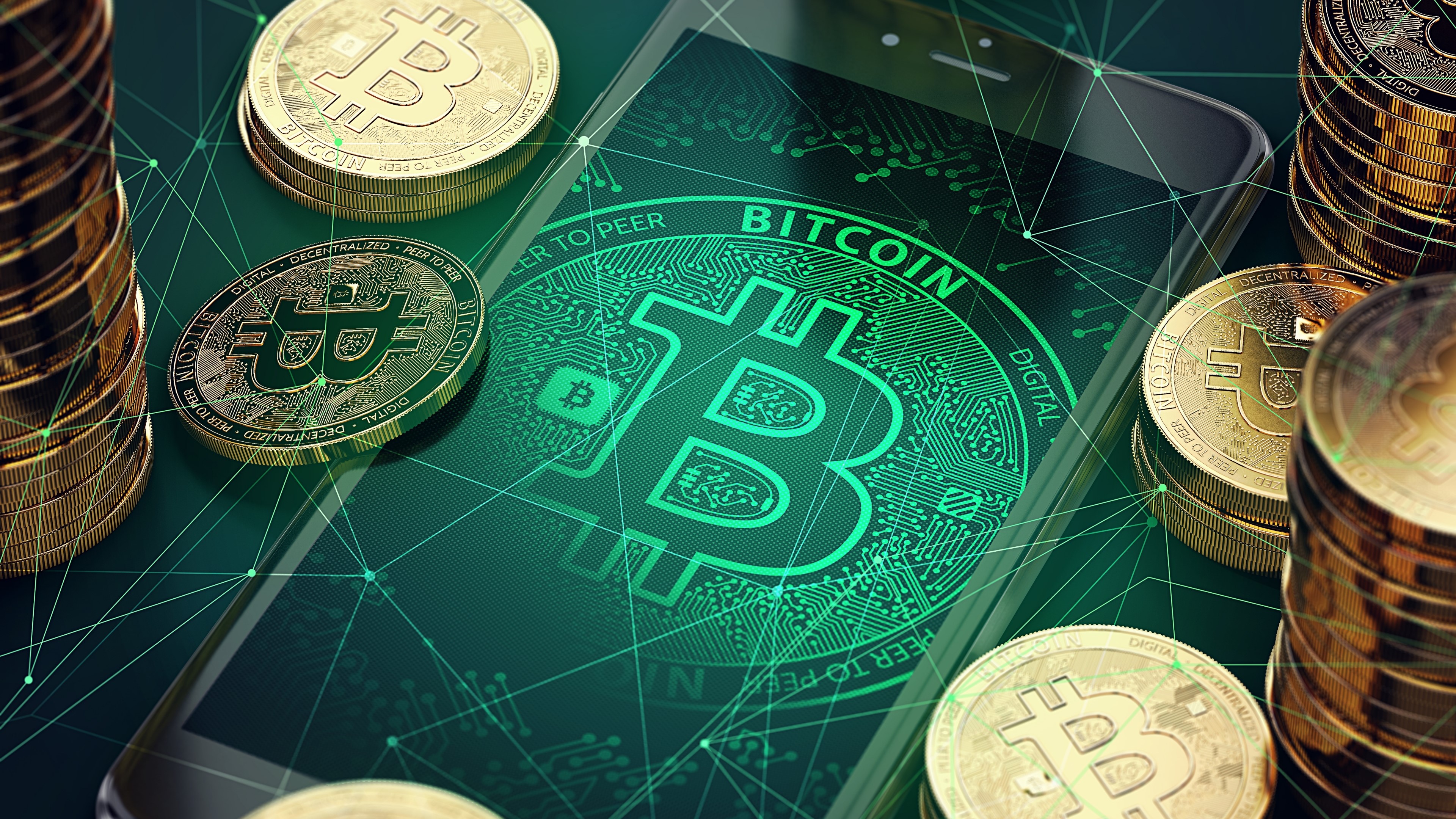 4K Bitcoin Cryptocurrency on Smartphone HD Wallpaper