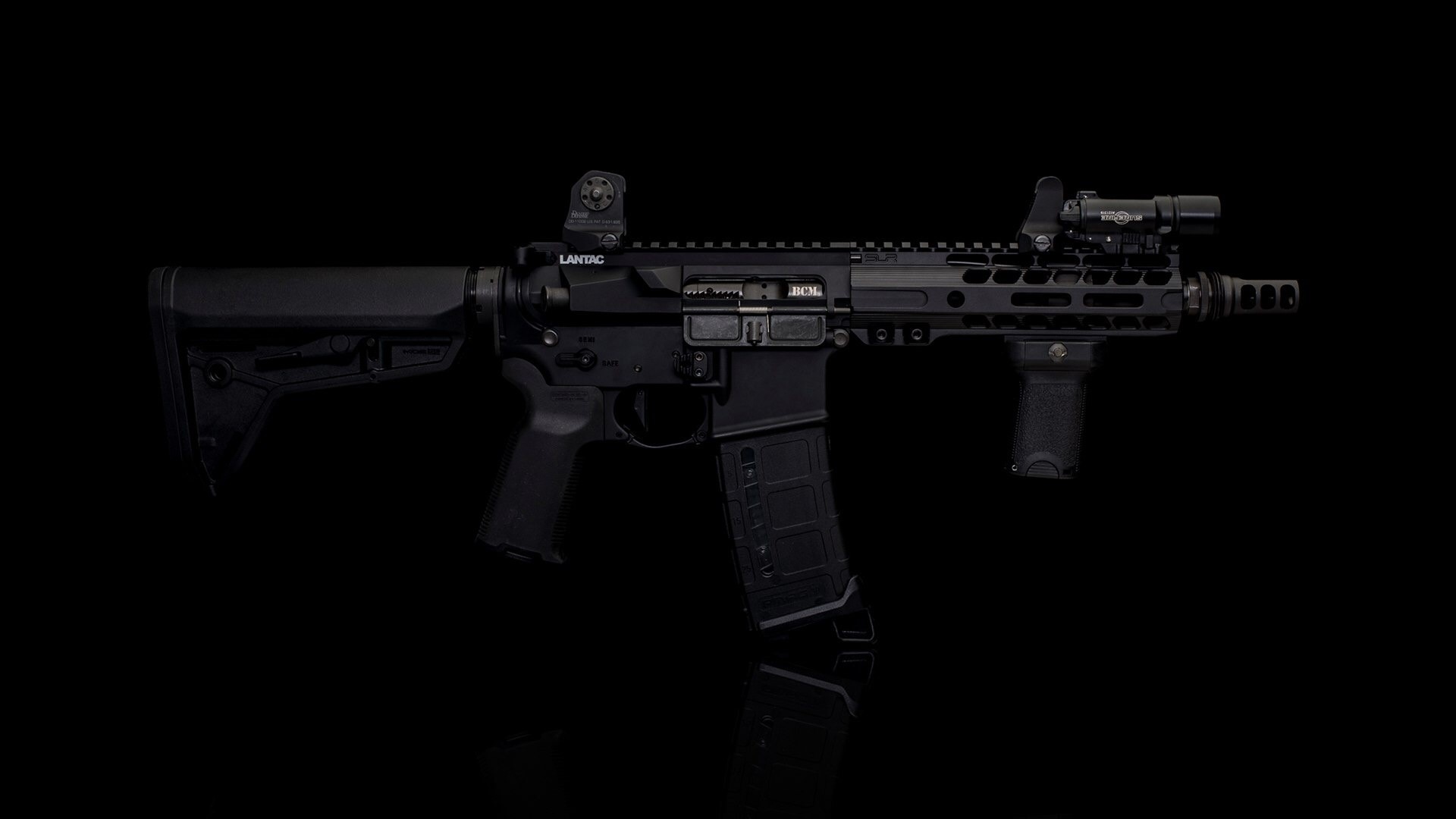 BCM AR-15 rifle with accessories HD Wallpaper