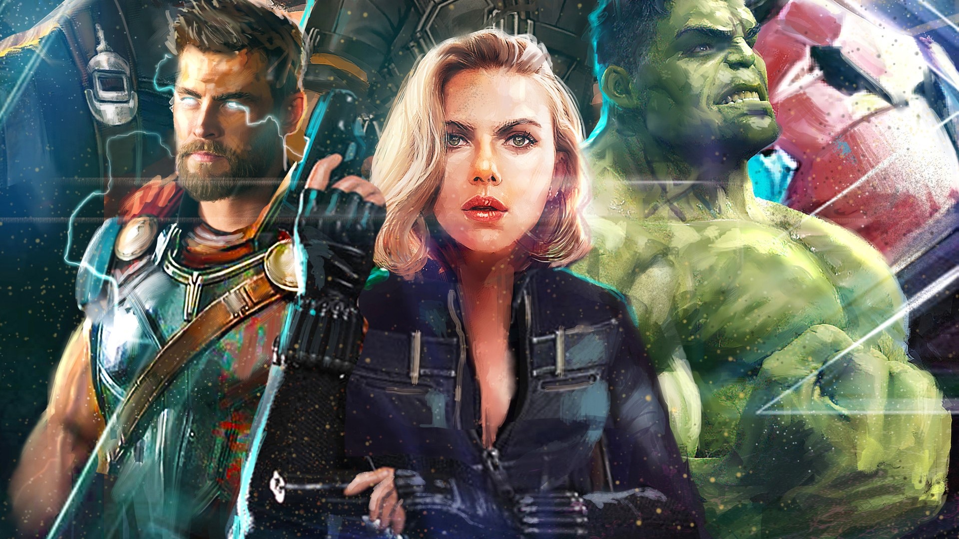Thor, Black Widow, and Hulk from Avengers Infinity War HD Wallpaper