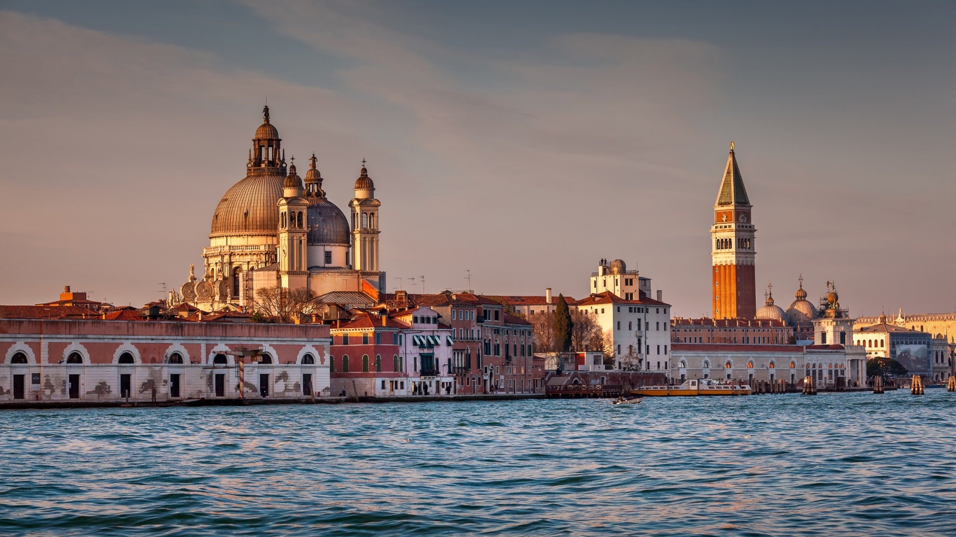 Venice cityscape with domes and bell tower HD Wallpaper