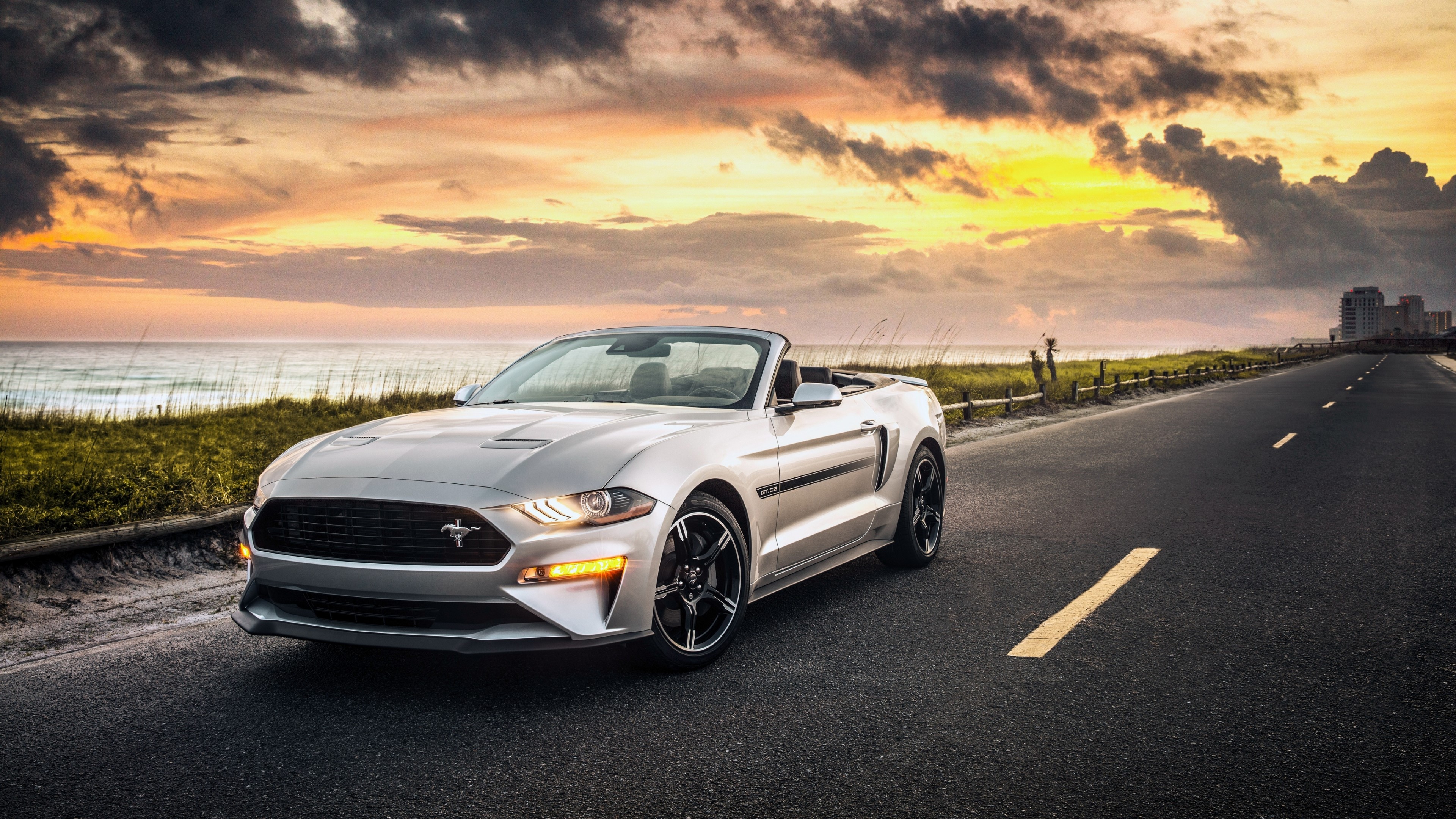 4K 2019 Ford Mustang Convertible at Sunset HD Wallpaper
