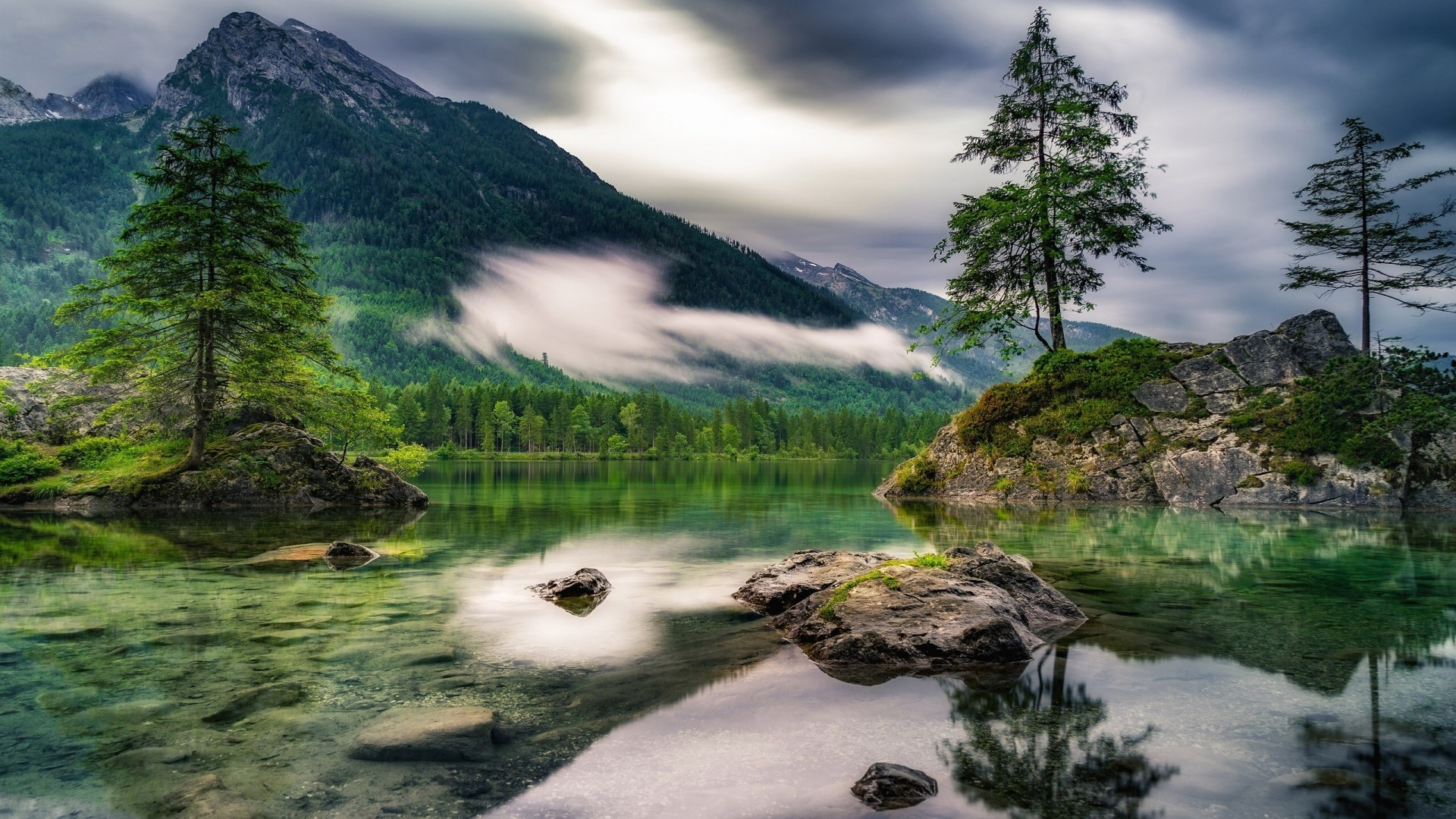Lake with Mountains and Trees in Germany HD Wallpaper