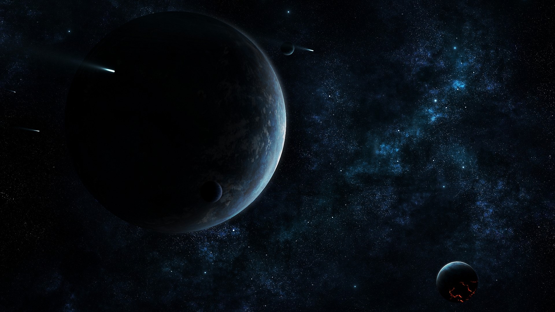 Planets and comets in deep space HD Wallpaper