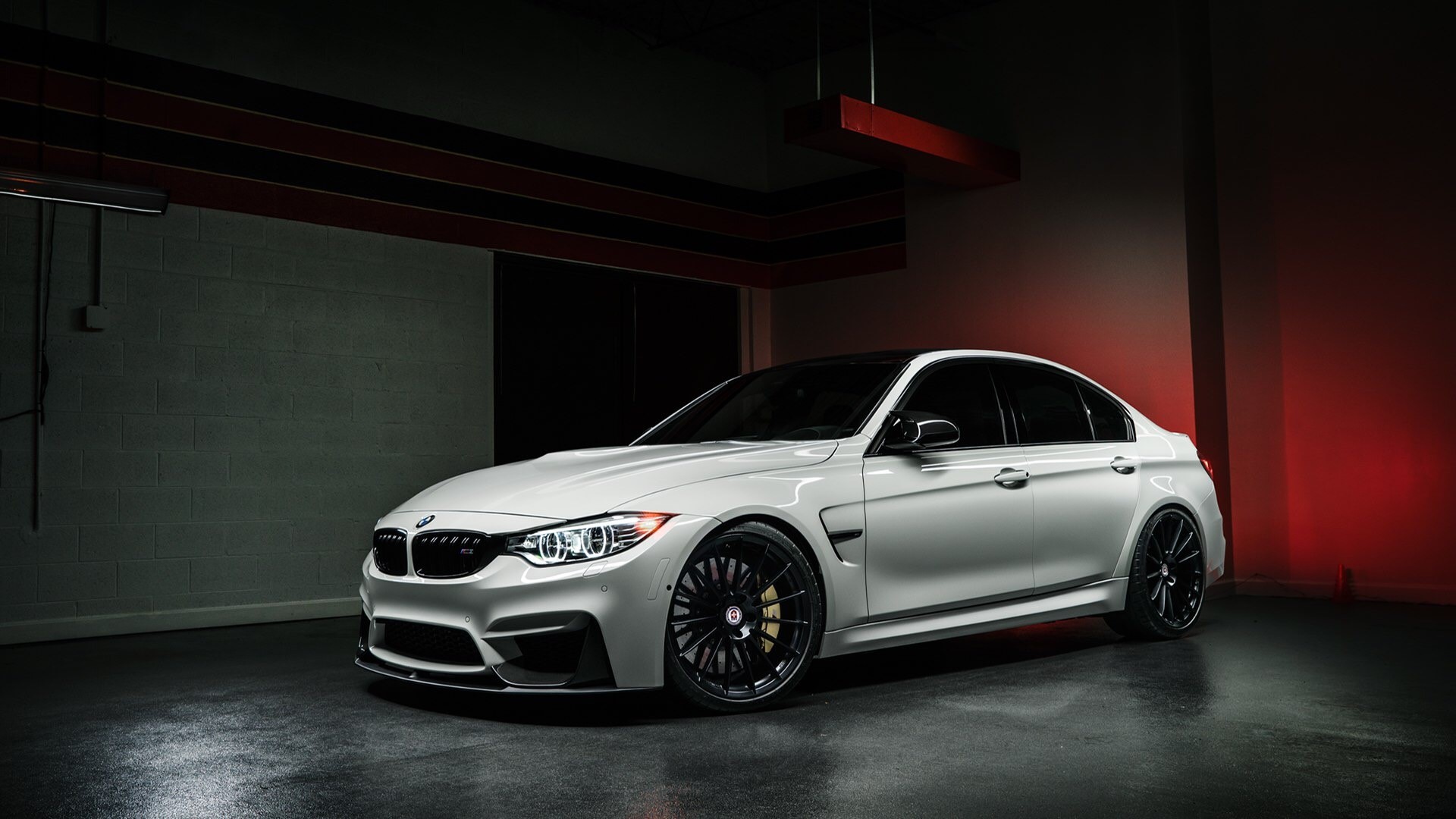 White BMW M3 in a garage HD Wallpaper