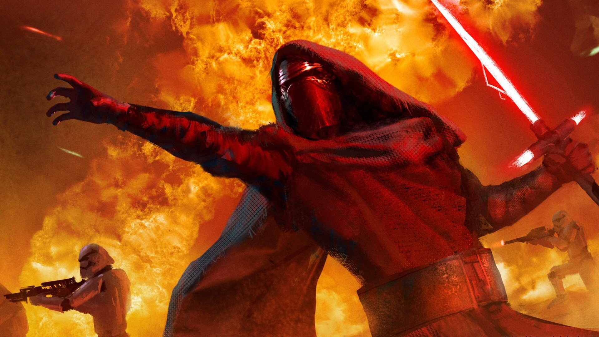 Kylo Ren from Star Wars with a lightsaber HD Wallpaper