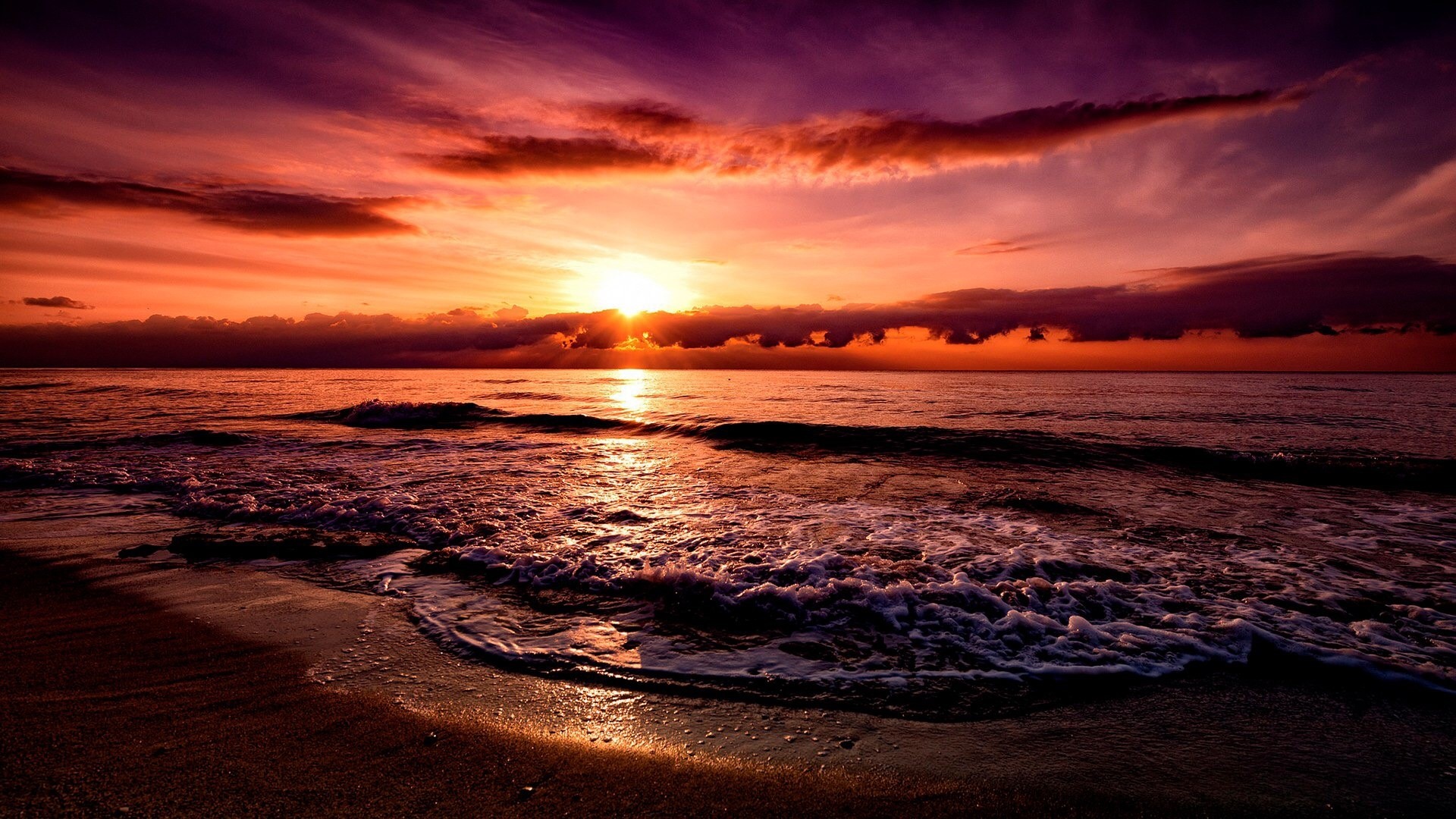 Sunset over the sea in Greece HD Wallpaper