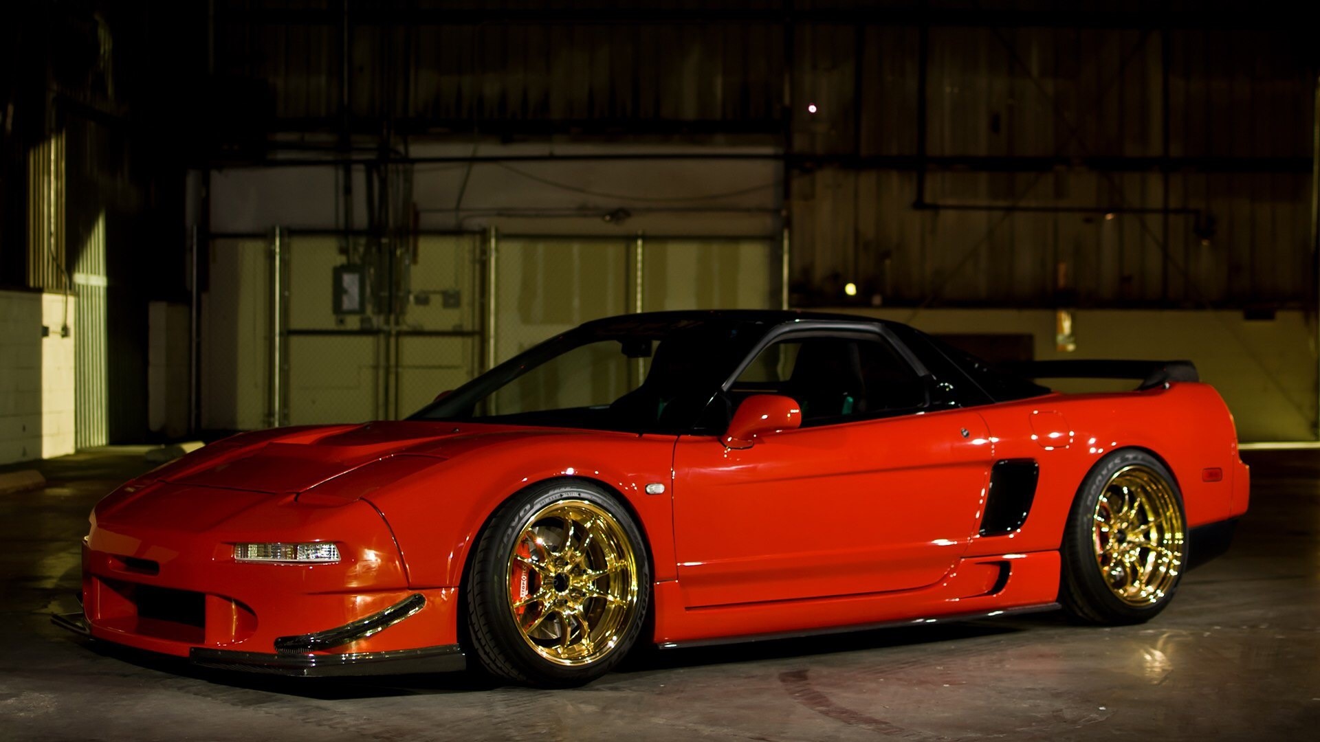 Red Acura NSX with gold rims HD Wallpaper