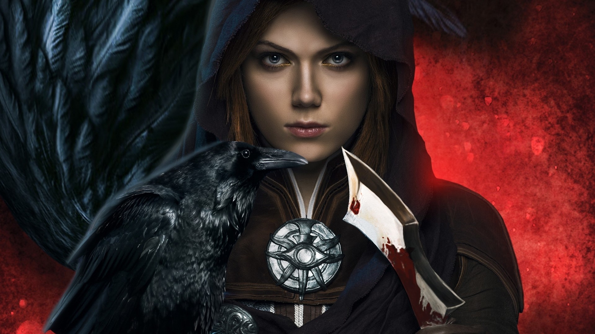 Leliana from Dragon Age Cosplay with Raven and Knife HD Wallpaper